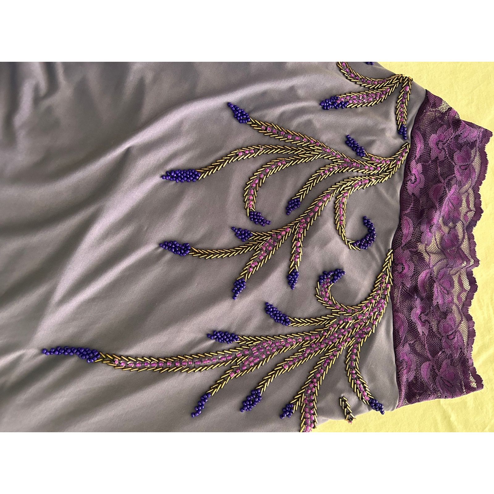 Designer Purple women medium Tango halter beaded lace waisted skirt Size S / US 4 / IT 40 - 10 Thumbnail