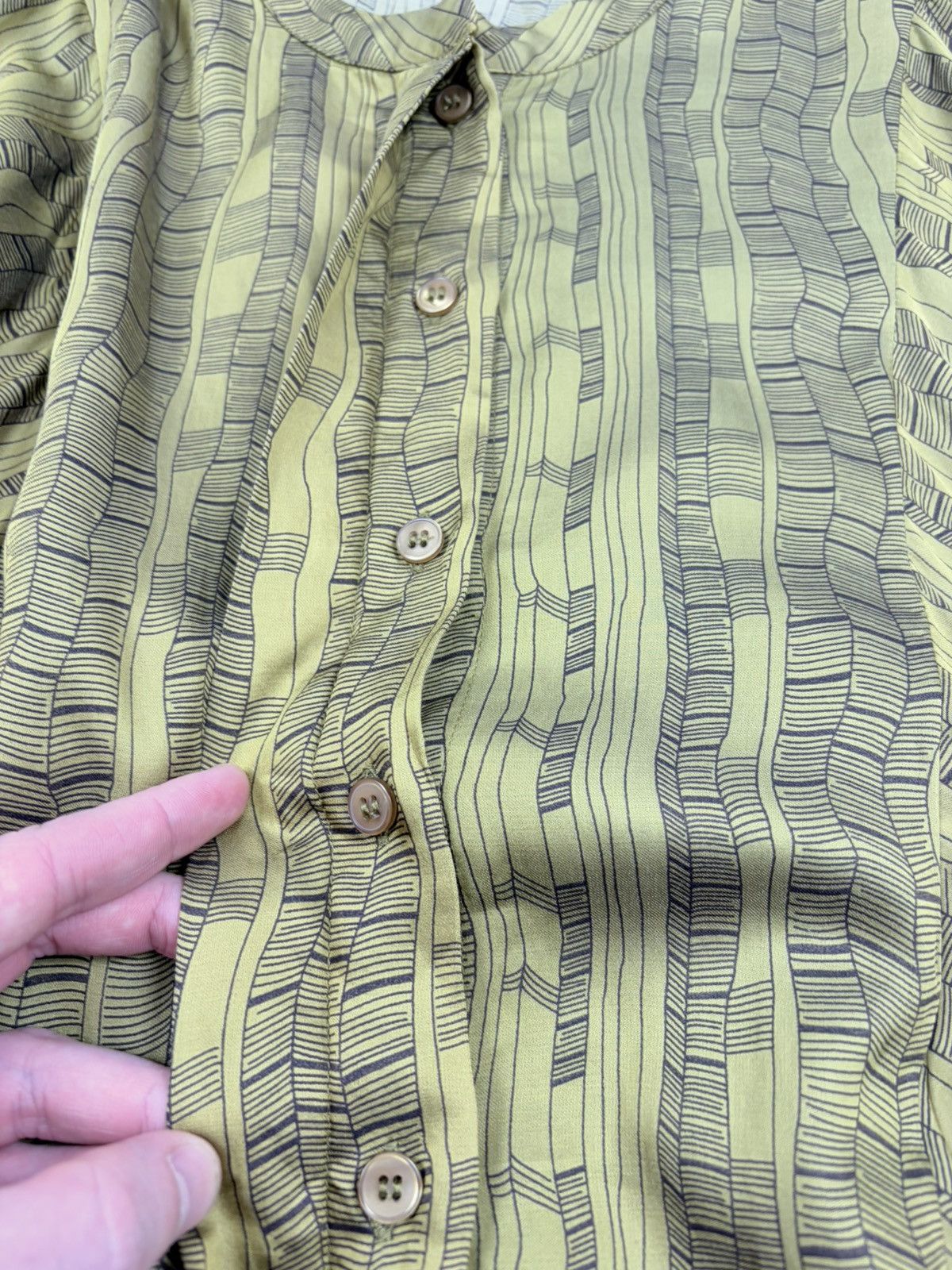 Japanese Brand Noa Noa Boho Geometric Olive Green Dolman Sleeve Dress S Size S / US 4 / IT 40 - 4 Thumbnail