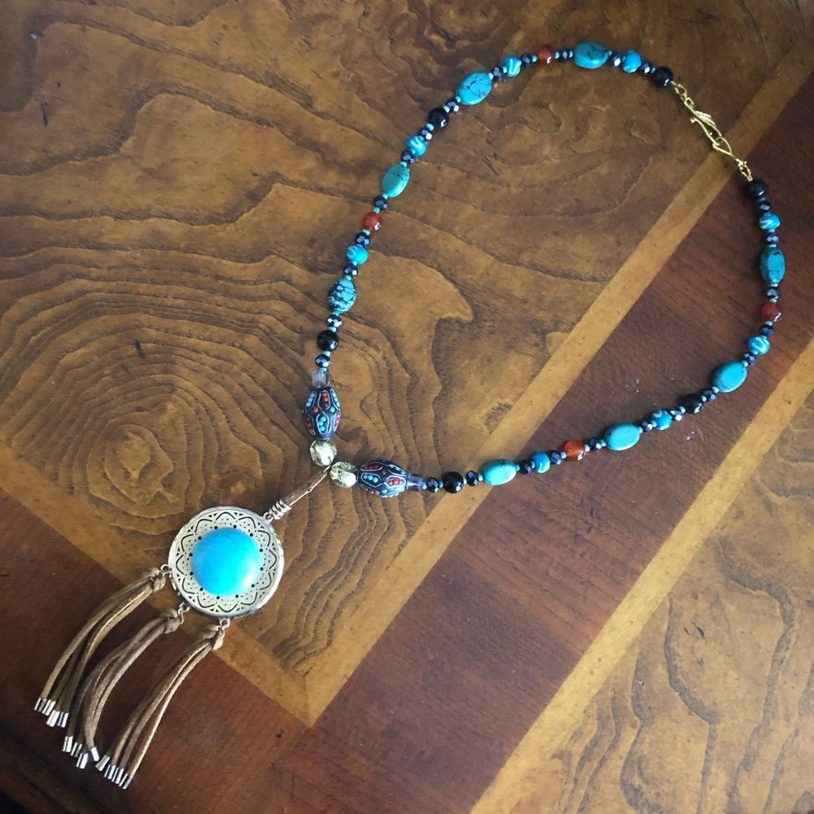 Handmade Handcrafted southwest style natural stone medallion necklace Size ONE SIZE - 6 Thumbnail