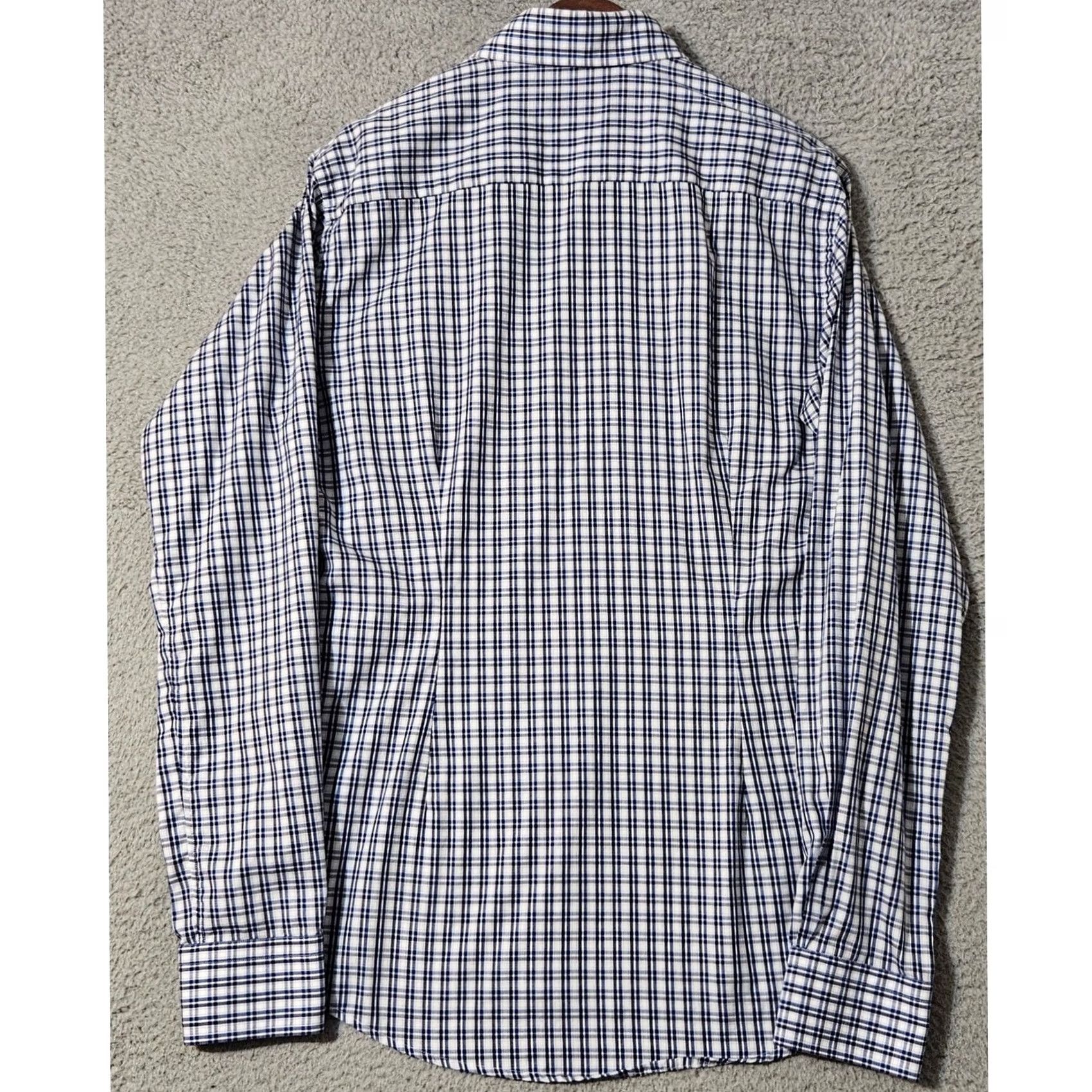 Eton Eton Shirt Mens 16.5 42 Slim Fit Dress Button Down Plaid Check Blue White Size 46R - 3 Thumbnail