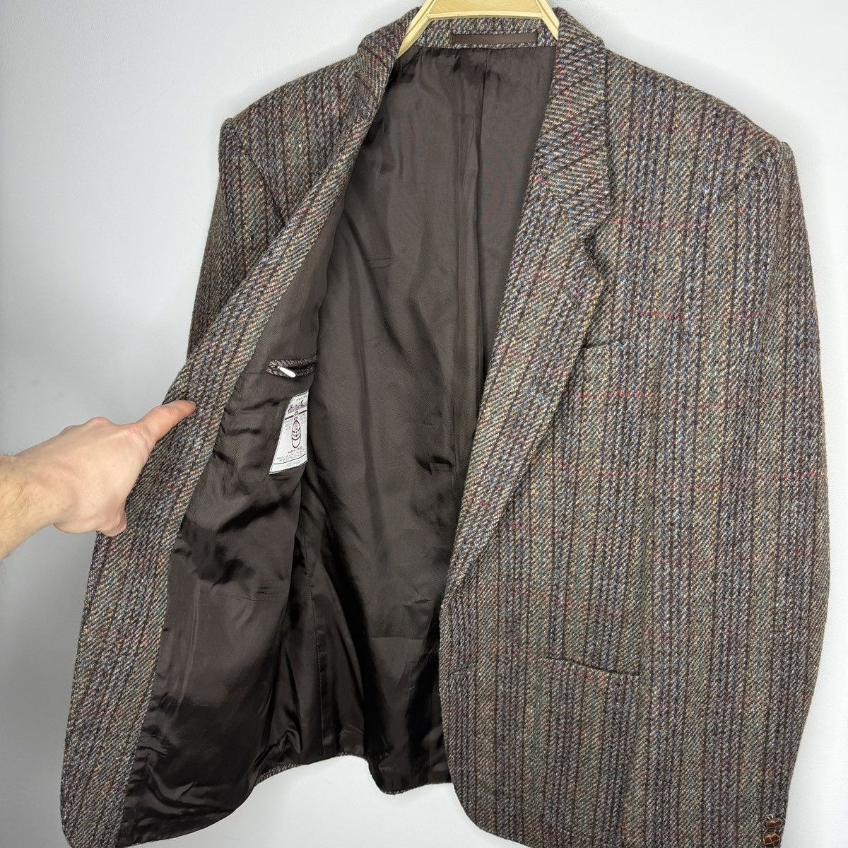 Harris Tweed Vtg Harris Tweed Brown Coat WOOL Jacket Blazer 42 R Size 44R - 11 Thumbnail