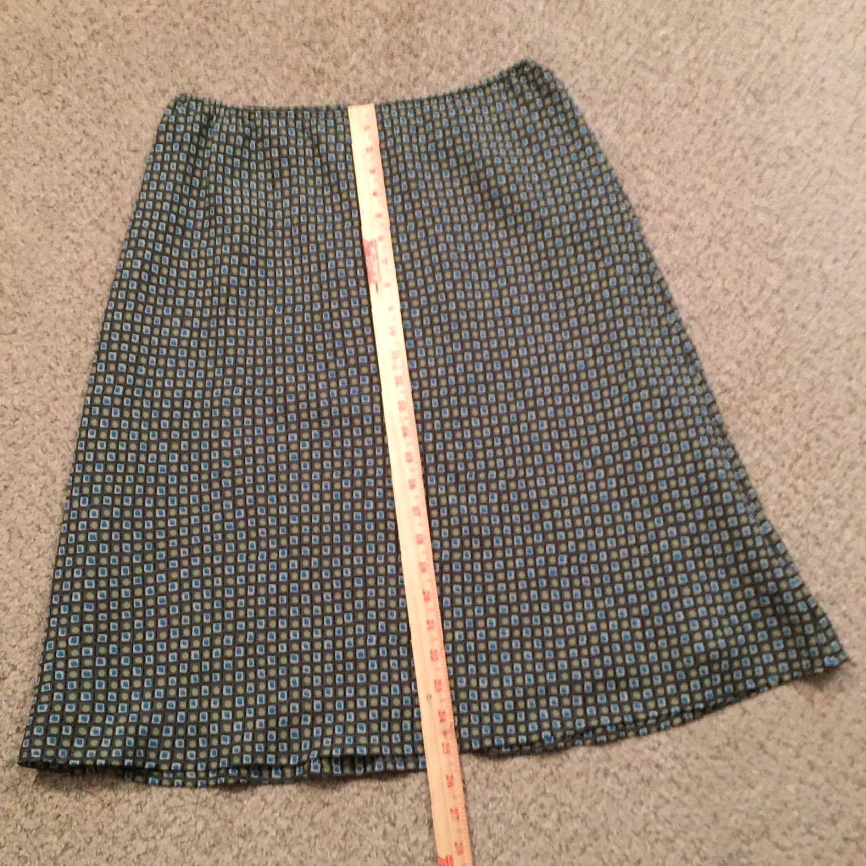 Worthington Worthington Skirt Knee Length A-Line Green Geometric 16 Elastic Waste Lined Polyester Womens Size 38" / US 16 / IT 52 - 5 Thumbnail