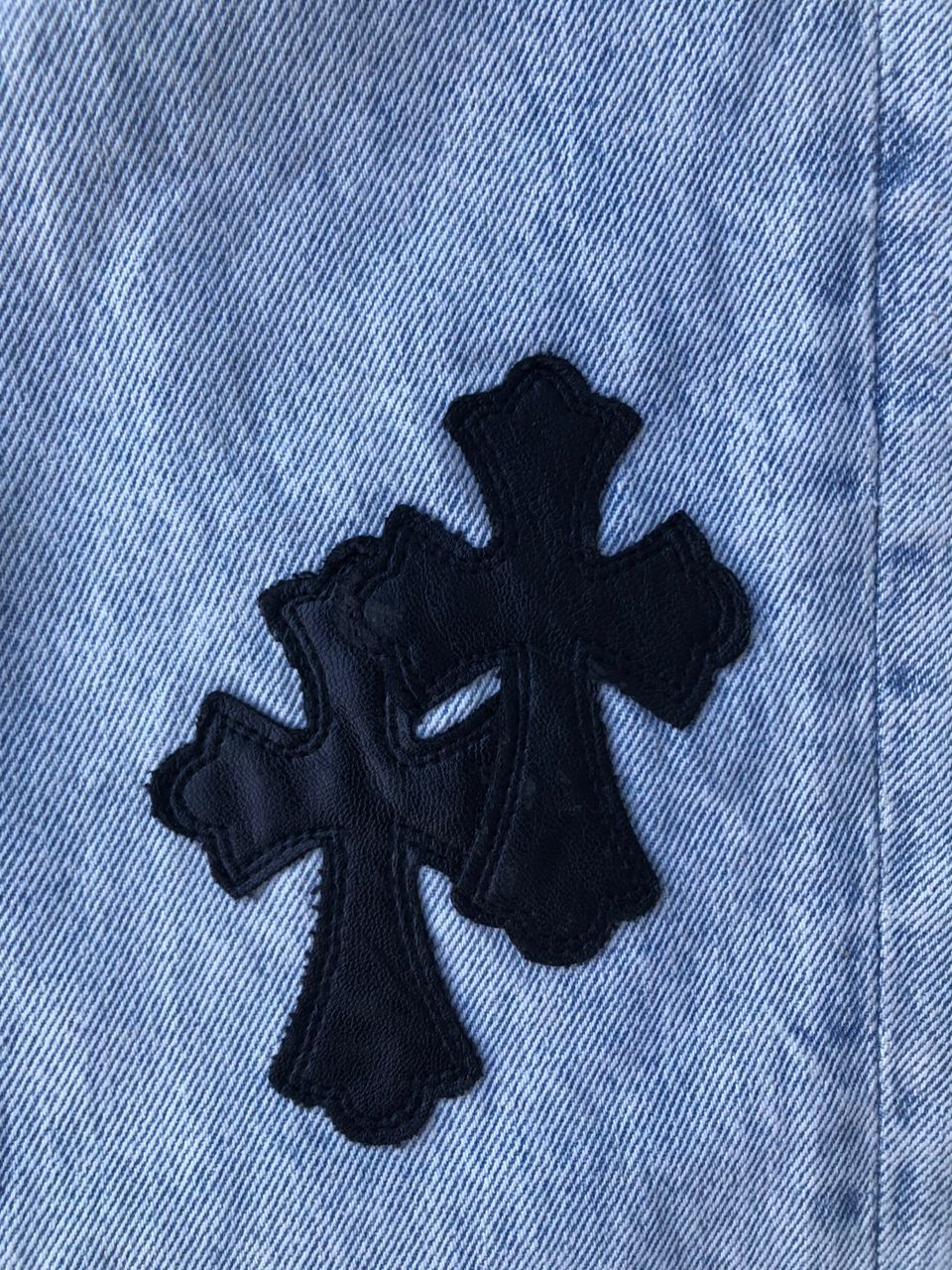 Faded Blue Cross Patch Denim pants