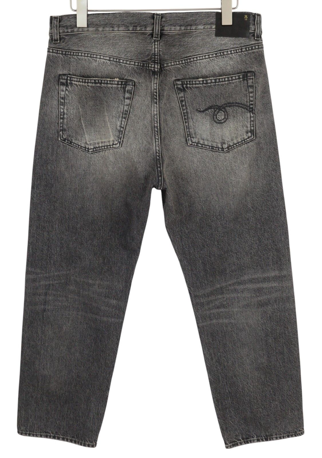 R13 BOYFRIEND 29 Zip Fly Washed Leyton Black 84486 Size 29" - 2 Thumbnail