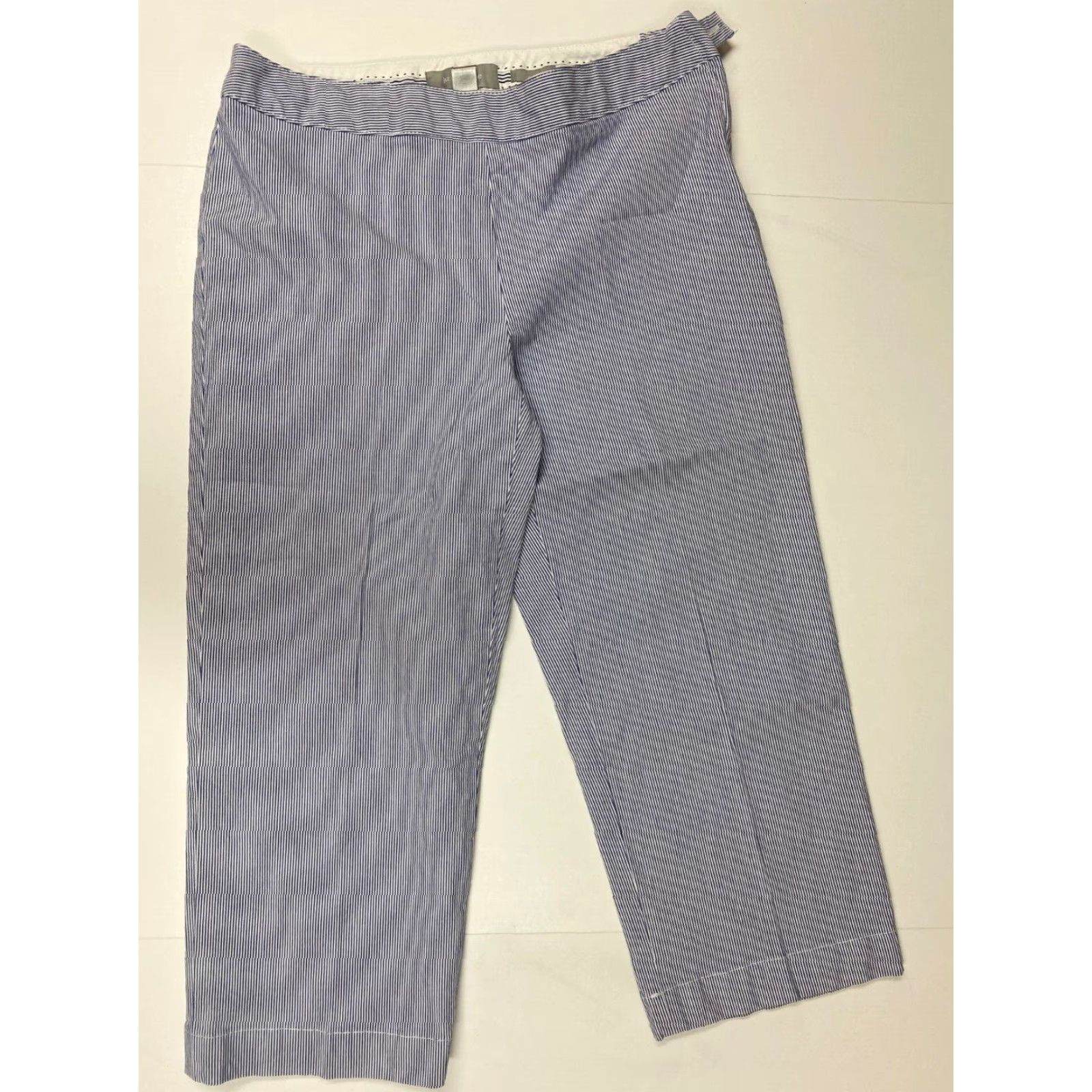 Liz Claiborne Liz Claiborne Womens Pants Capri Blue 8 Striped Bootcut Inseam 22 Regular Knit Cotton Polyester Spandex Casual Vintage No (adjust to allowed words). Size 30" / US 8 / IT 44 - 5 Thumbnail