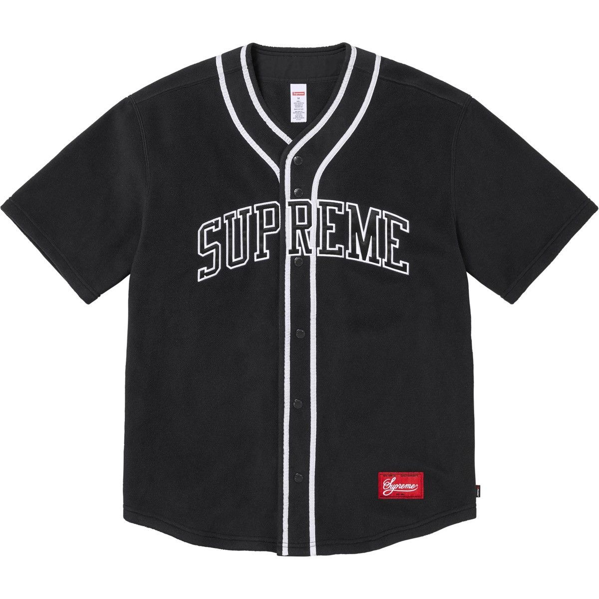Supreme Polartec Baseball Jersey in Black FW24 Size Large
