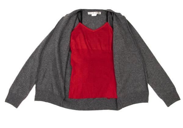 Comme des Garcons Comme Des Garcons Grey Retro Fake Two-Piece Knit Top Size S / US 4 / IT 40 - 4 Thumbnail