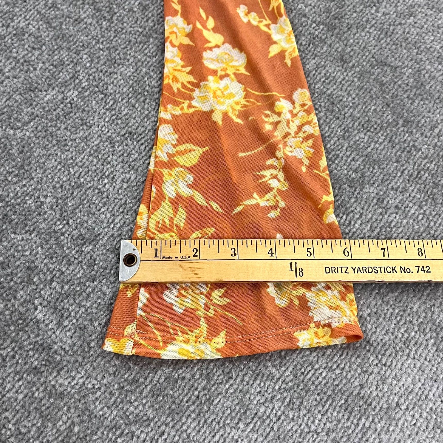 Free People Free People Top Womens XS Orange Yellow Floral Button Up Blouse Sheer Nylon Size XS / US 0-2 / IT 36-38 - 7 Thumbnail