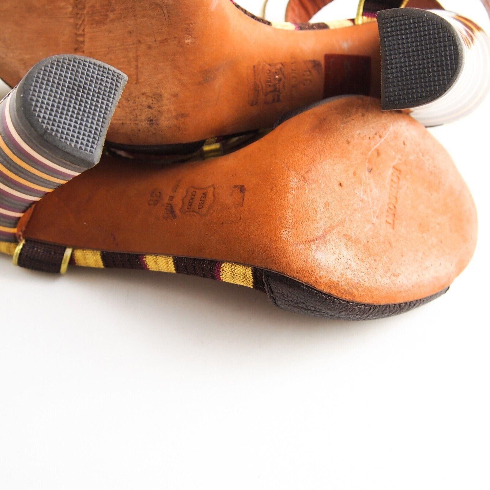 Missoni Missoni Sandals Brown Green Striped Leather US 8 EU 38 Size US 8 / IT 38 - 8 Thumbnail