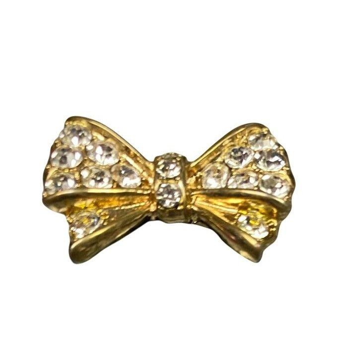 Other Gold-Tone Bow Ring With Rhinestones Size 6.75 Size ONE SIZE - 1 Thumbnail