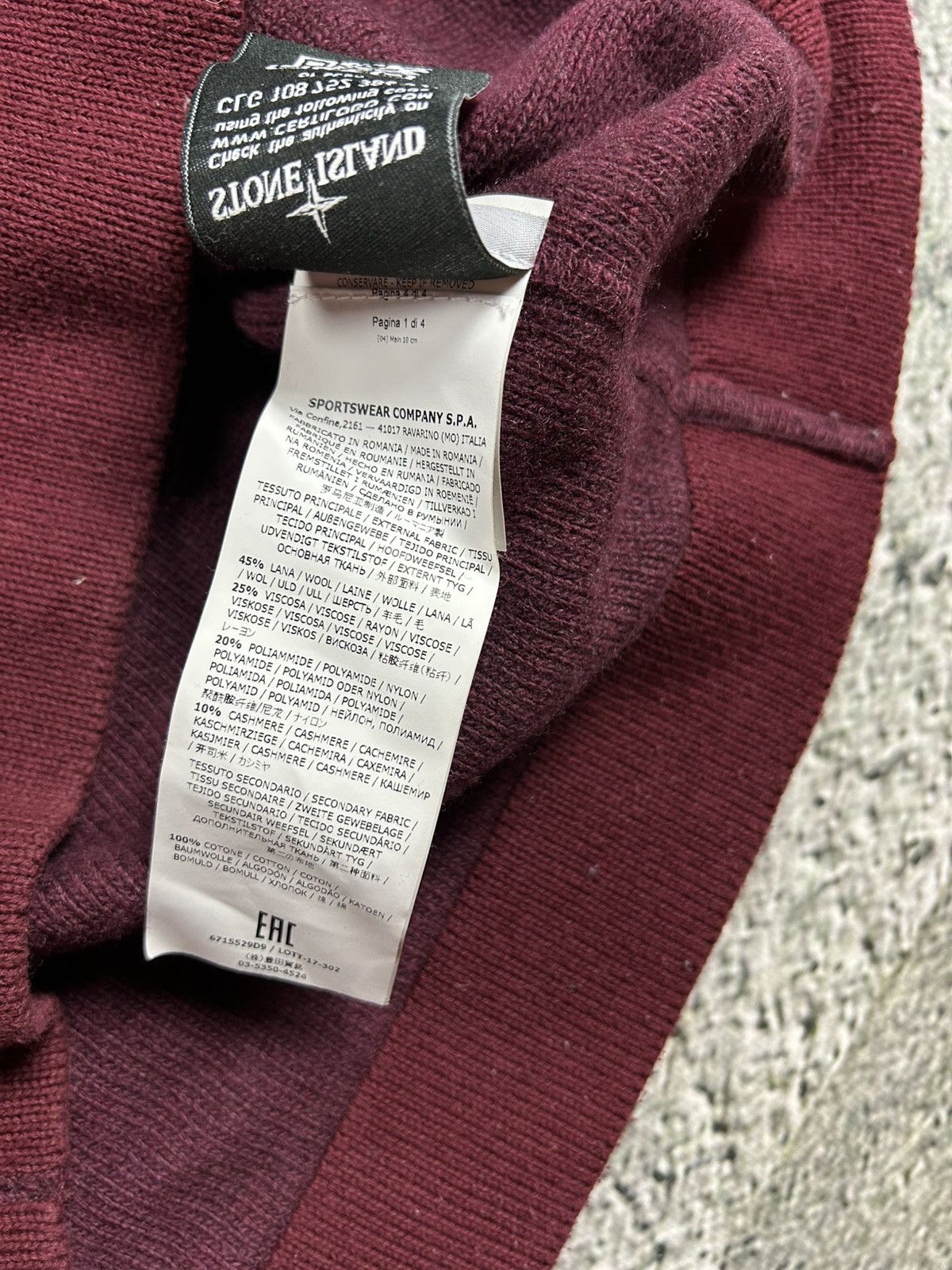 Stone Island × Vintage Stone island burgundy sweater knit Size US L / EU 52-54 / 3 - 6 Thumbnail