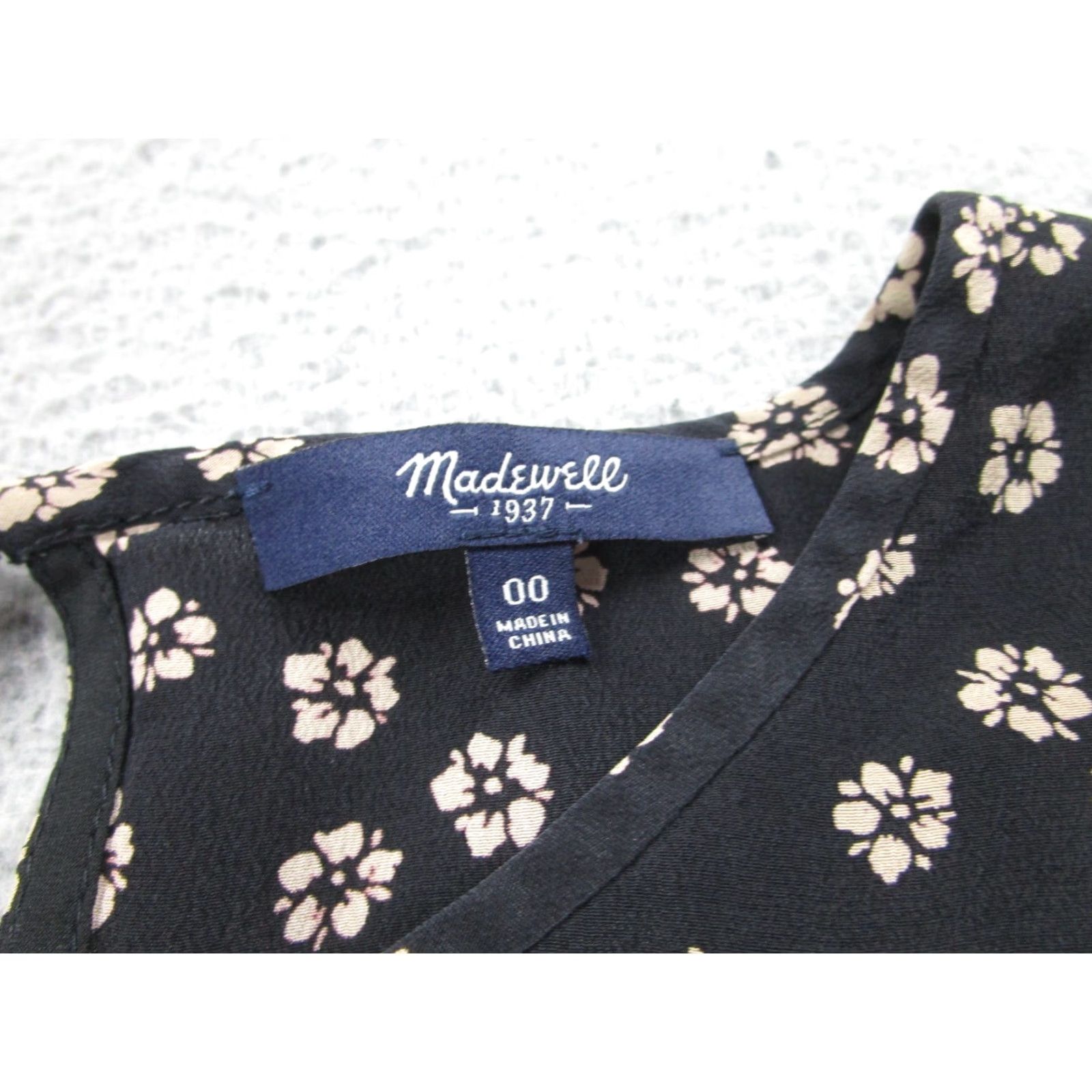 Madewell Madewell Silk Dress Womens 00 Black Floral Elastic Waist Prairie Western Boho Dress Size XXS / US 00 / IT 34 - 4 Thumbnail