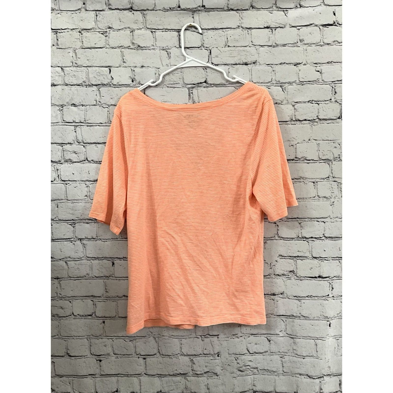 Old Navy Old Navy Orange Creamsicle Striped Ruffled Henly Tee XL Shirt Women Regular V-Neck Pullover T-Shirt Summer Casual Size XL / US 12-14 / IT 48-50 - 2 Thumbnail