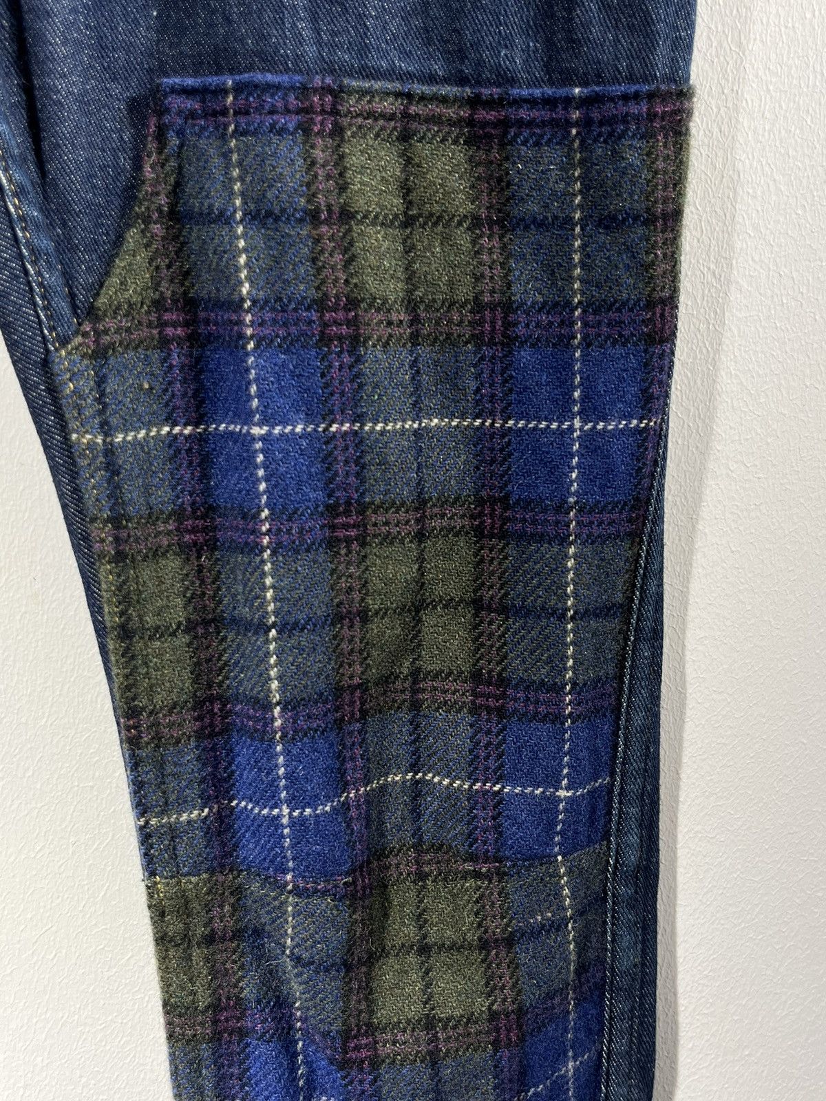 CDG by Comme des Garcons × Comme des Garcons × Junya Watanabe Cdg x Junya watanabe Double Knee Plaid Denim Jeans Size US 27 - 3 Thumbnail