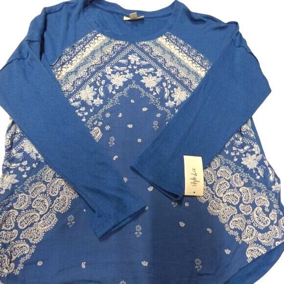 Other Style and Co Printed Front Mixed Media Too, Blue, XL Size XL / US 12-14 / IT 48-50 - 1 Thumbnail