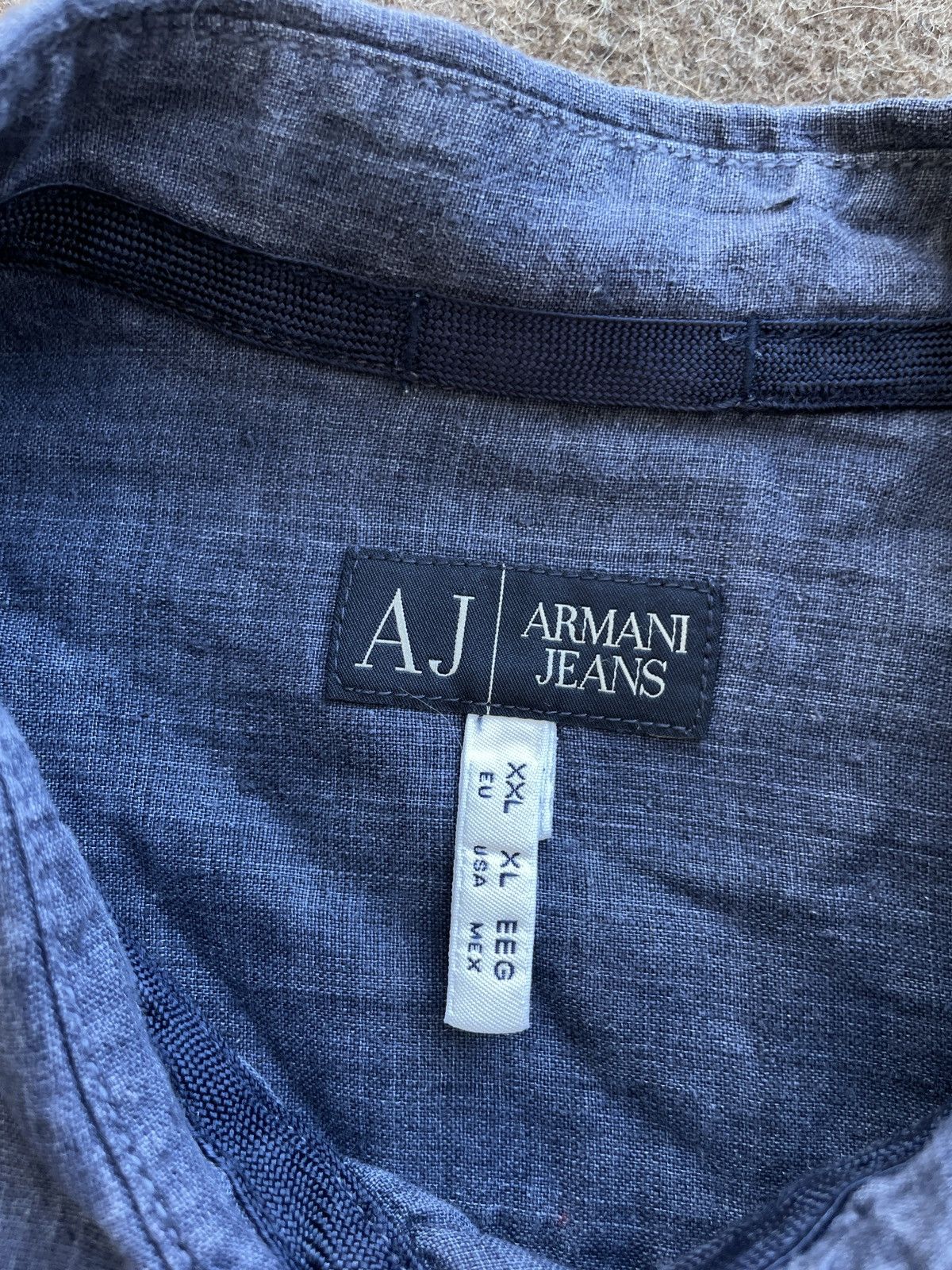 Armani Armani Jeans Linen Shirt Size US XL / EU 56 / 4 - 8 Thumbnail