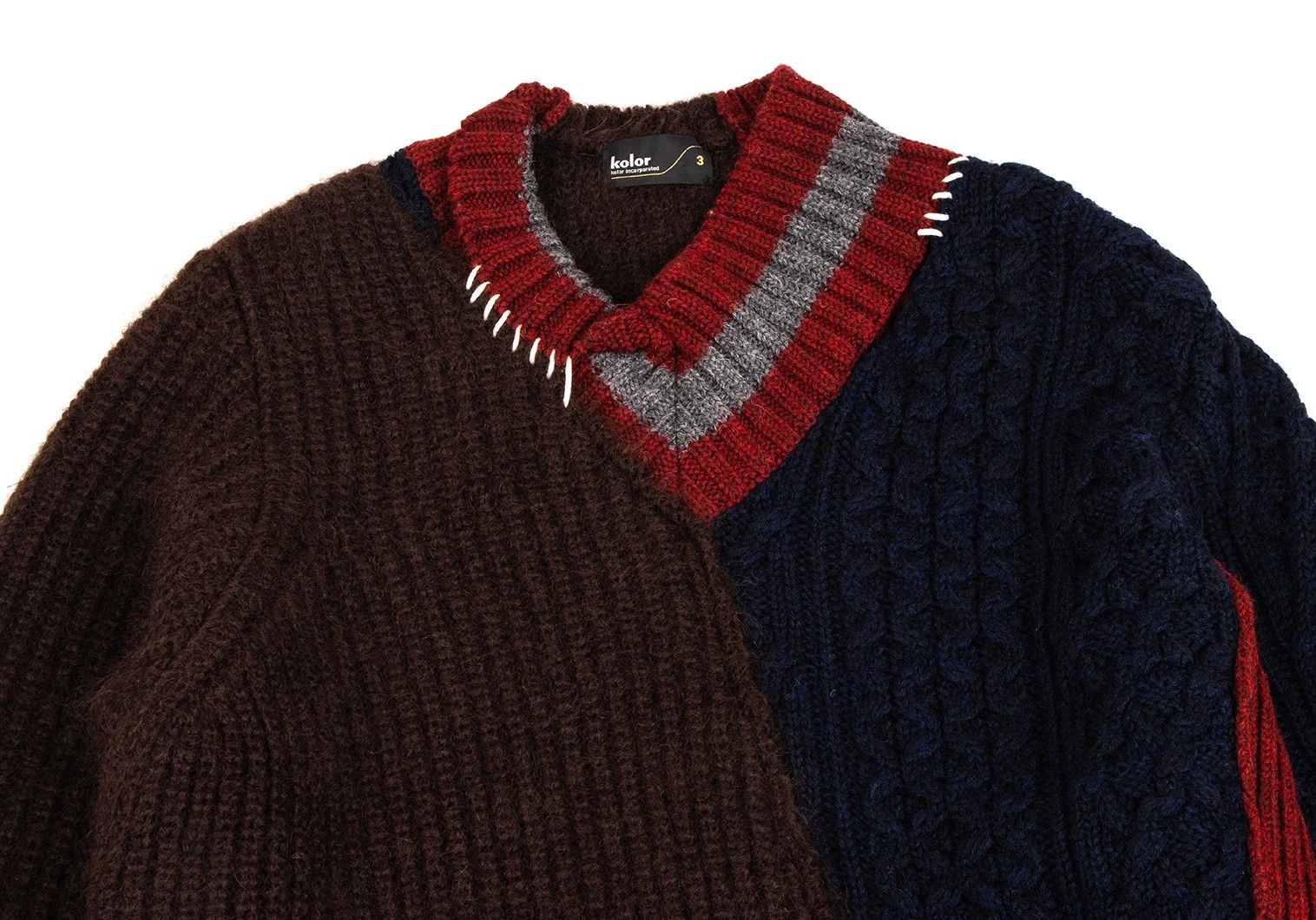 Kolor Crazy Pattern Chunky Knit in Dark Brown Size US M / EU 48-50 / 2 - 2 Thumbnail