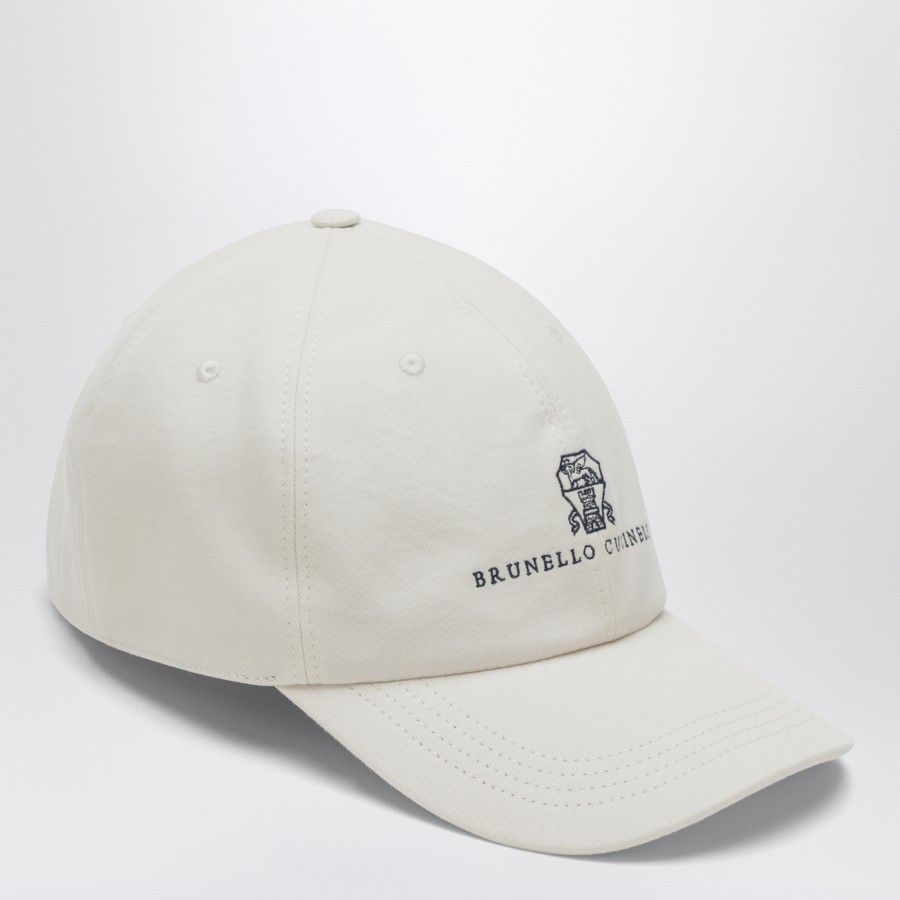 Brunello Cucinelli o1d2blof0226 Size: M / Cotton Baseball Cap / Hat in White Size ONE SIZE - 2 Thumbnail