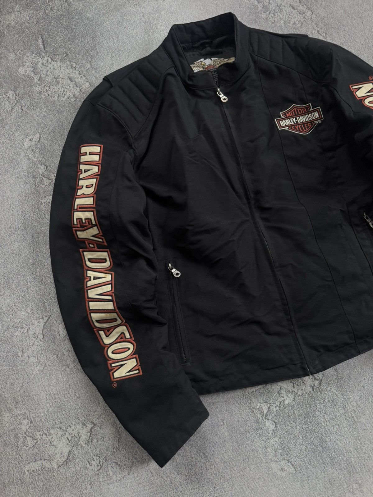 Harley Davidson Harley Davidson motorcycle biker jacket bomber racing 90s Size US L / EU 52-54 / 3 - 3 Thumbnail