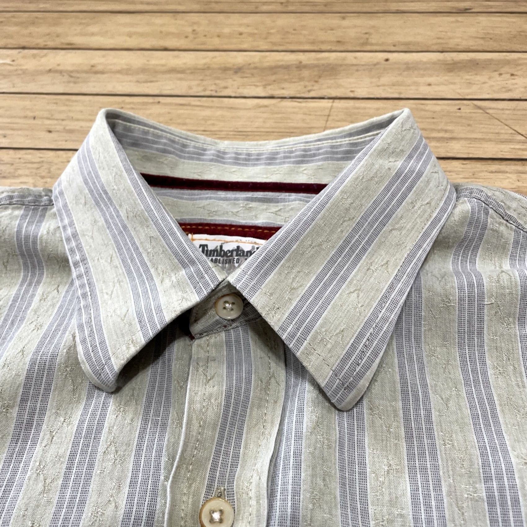 Timberland VINTAGE Timberland Button Shirt Men XL Y2k Streetwear HipHop Textured Stripe Blue Yellow Shirt Mens XL Size US XL / EU 56 / 4 - 3 Thumbnail