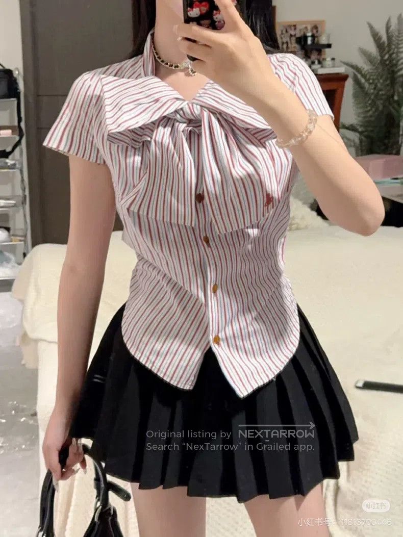 Vivienne Westwood Vivienne Westwood Bow pink and blue striped short-sleeve s Size M / US 6-8 / IT 42-44 - 1 Thumbnail