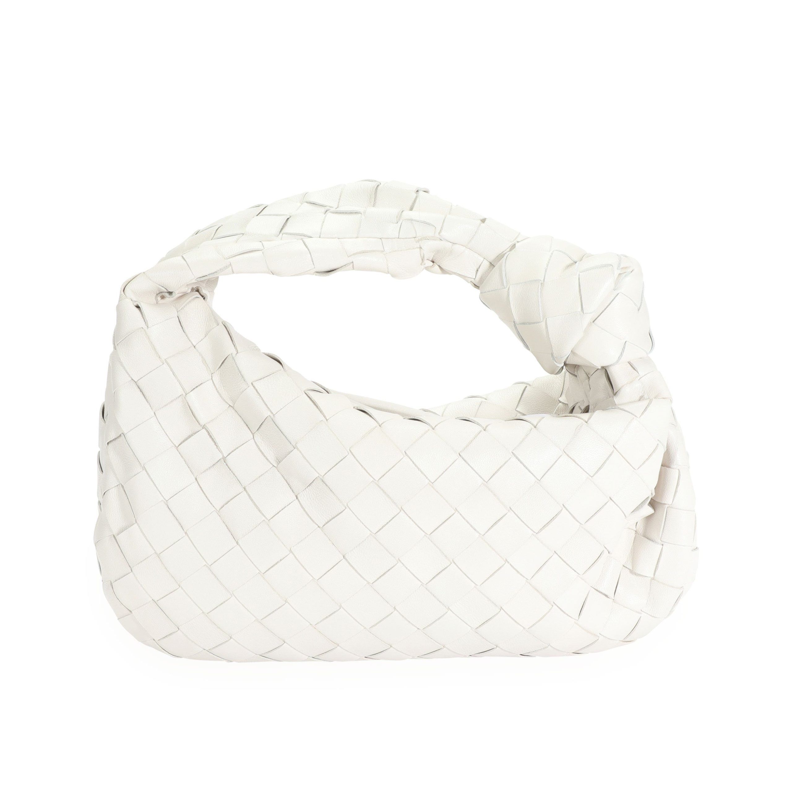 image of Bottega Veneta White Intrecciato Leather Mini Jodie Bag, Women's