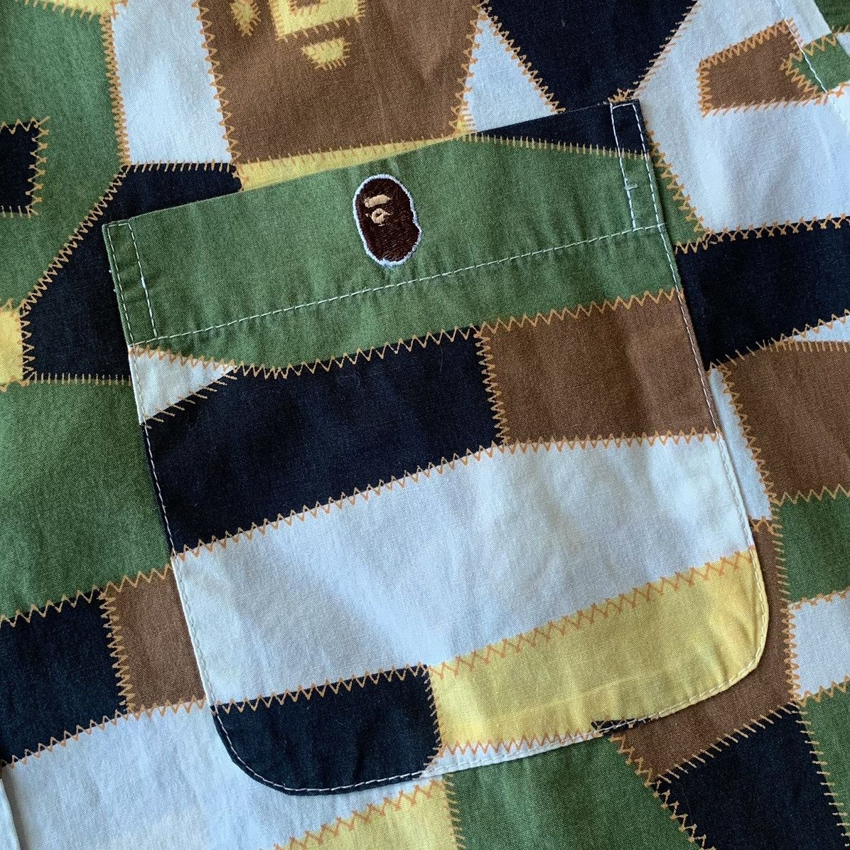 Bape A Bathing Ape BAPE Geometric Patchwork Button Up Shirt Size US M / EU 48-50 / 2 - 2 Thumbnail