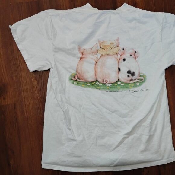 Delta Vintage Pigs Cottage Core Granny T-Shirt Super Cute Size US L / EU 52-54 / 3 - 7 Thumbnail