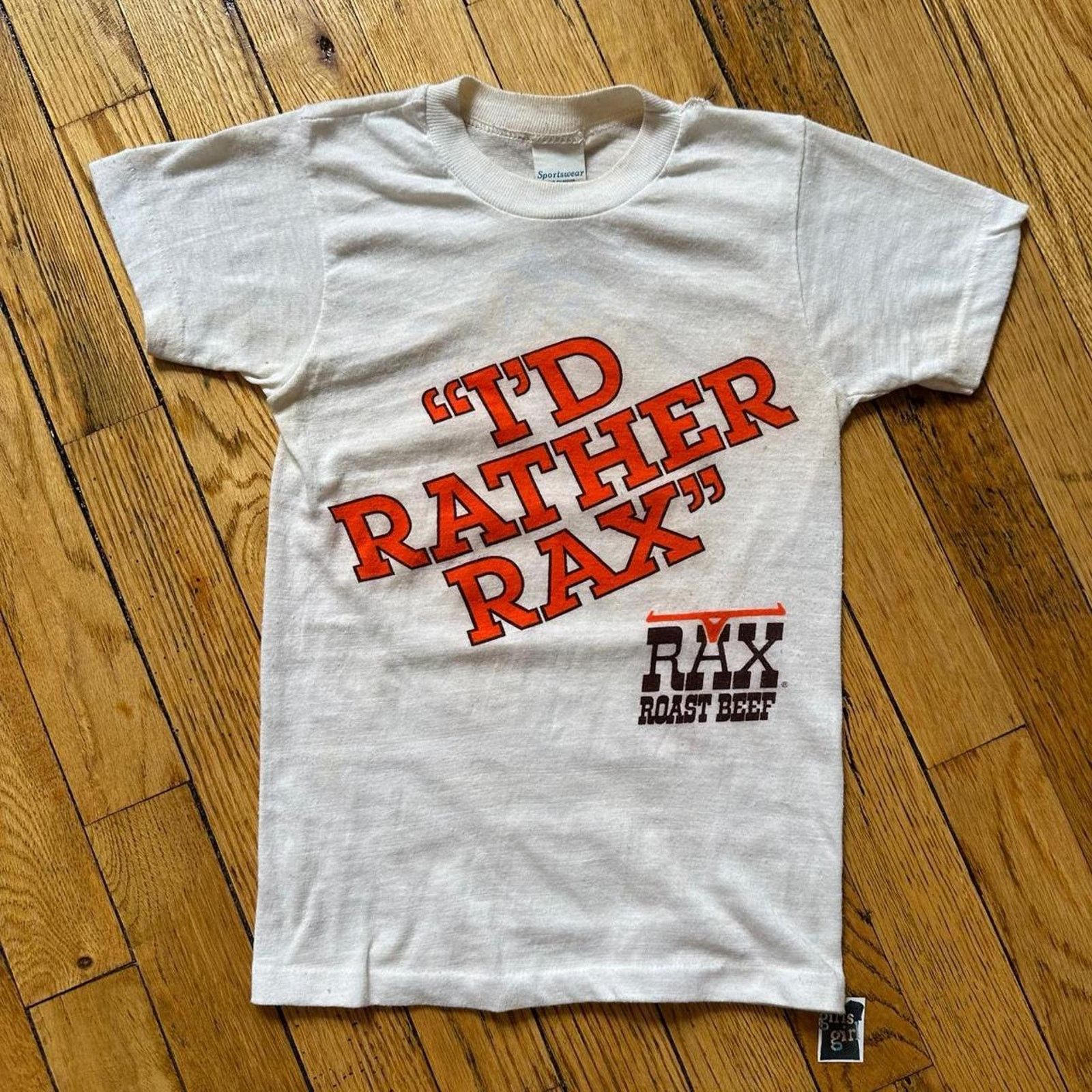 Vintage Vintage 70s Rax Roast Beef Graphic Fitted Tight Baby Tee Size XS / US 0-2 / IT 36-38 - 1 Thumbnail