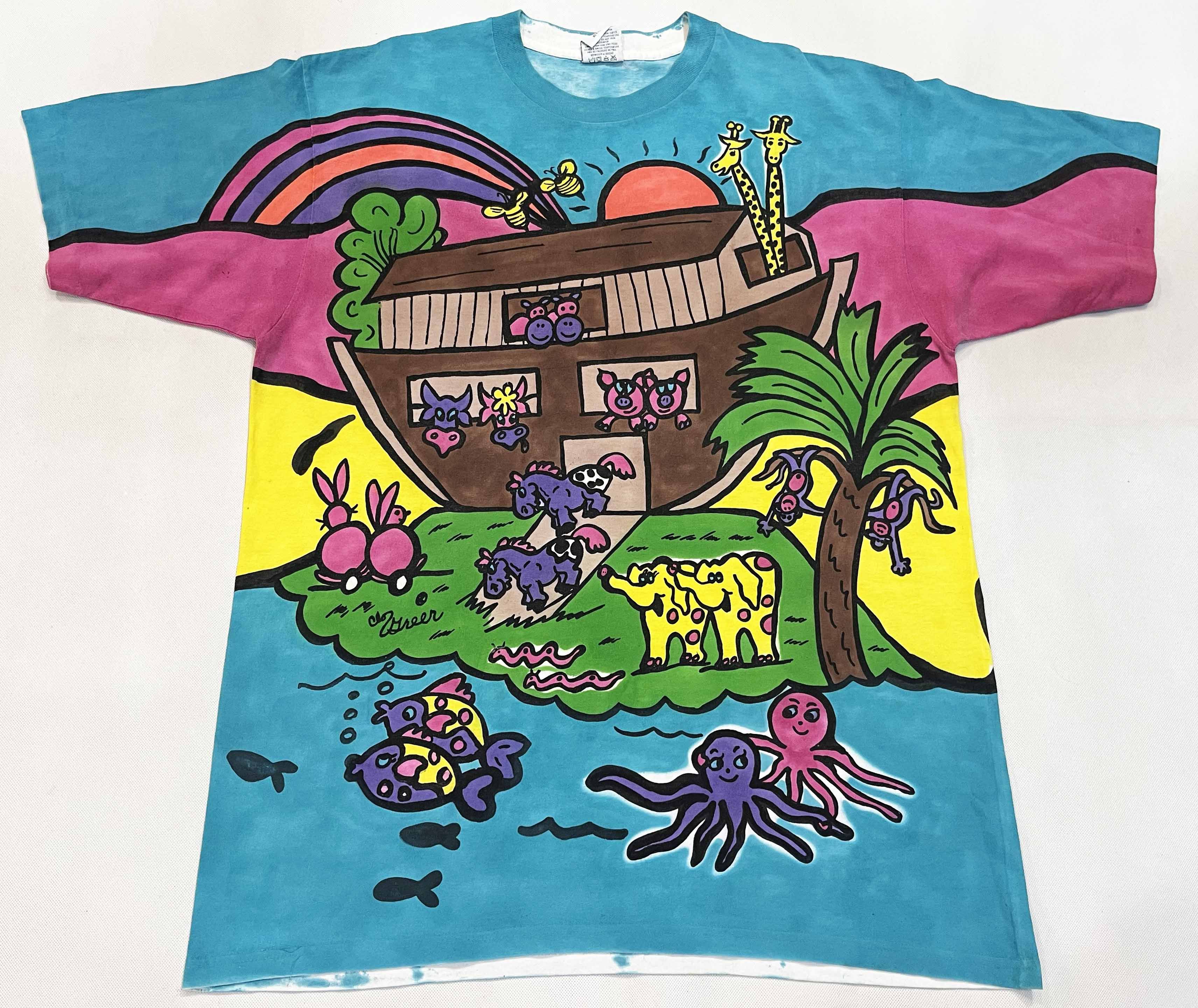 Gildan × Vintage Vintage Noah's Ark Animals Cartoon All Over Print T-Shirt Size US XL / EU 56 / 4 - 1 Thumbnail