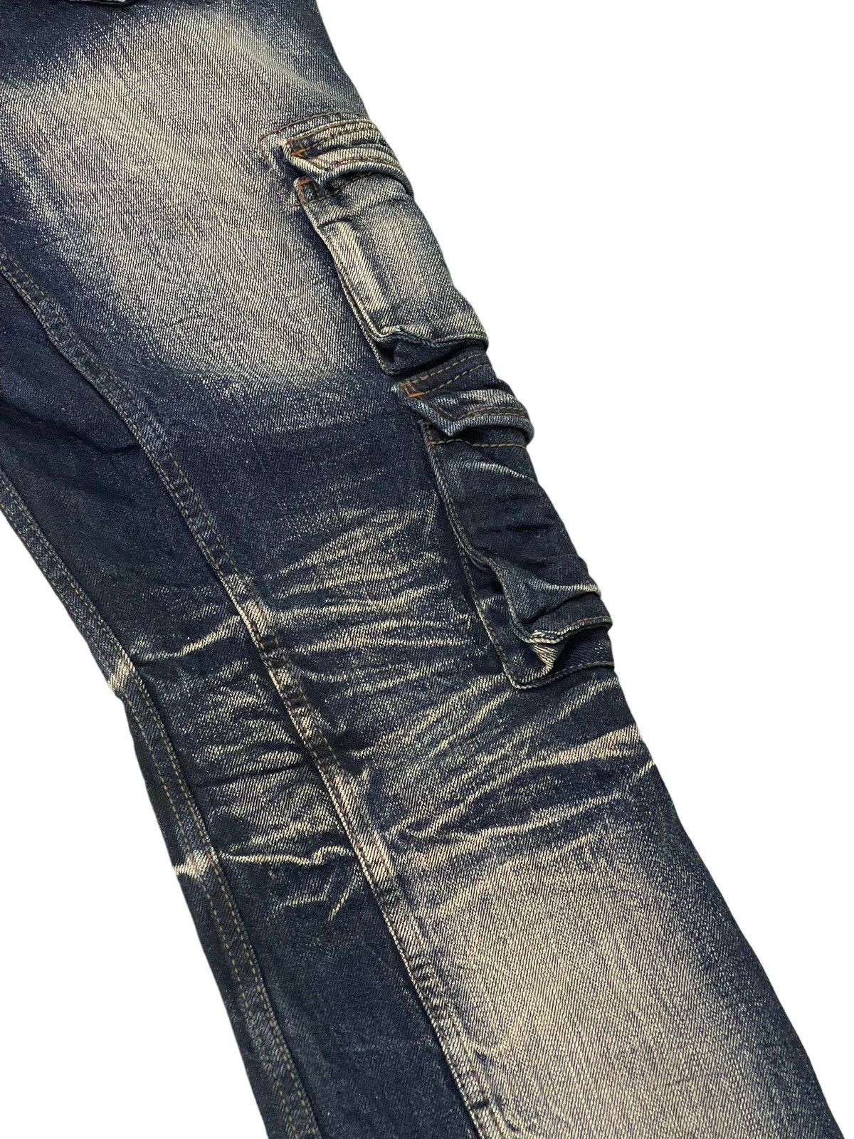 Japanese Brand Slight Flare Cargo Jeans Nicole Club Acid Wash Boot Cut 8🟦4 Size US 33 - 18 Thumbnail