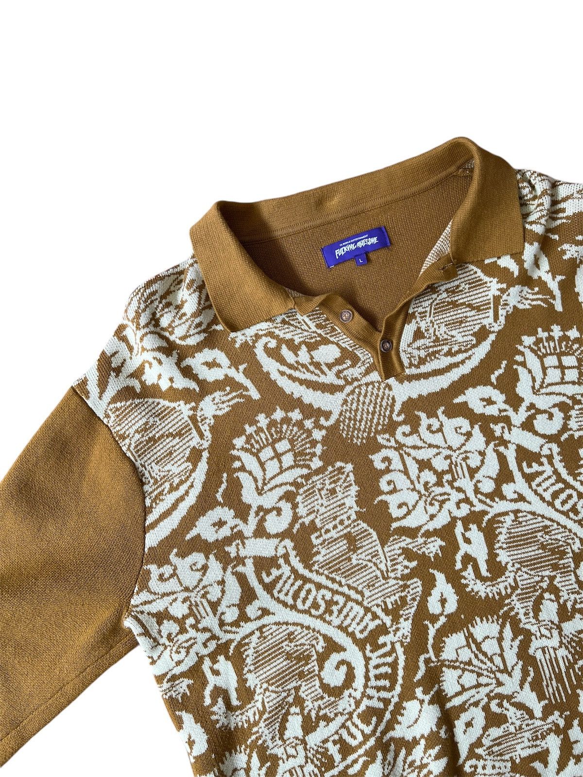 Fucking Awesome Fancy Knit Polo Sweater Size US L / EU 52-54 / 3 - 2 Thumbnail
