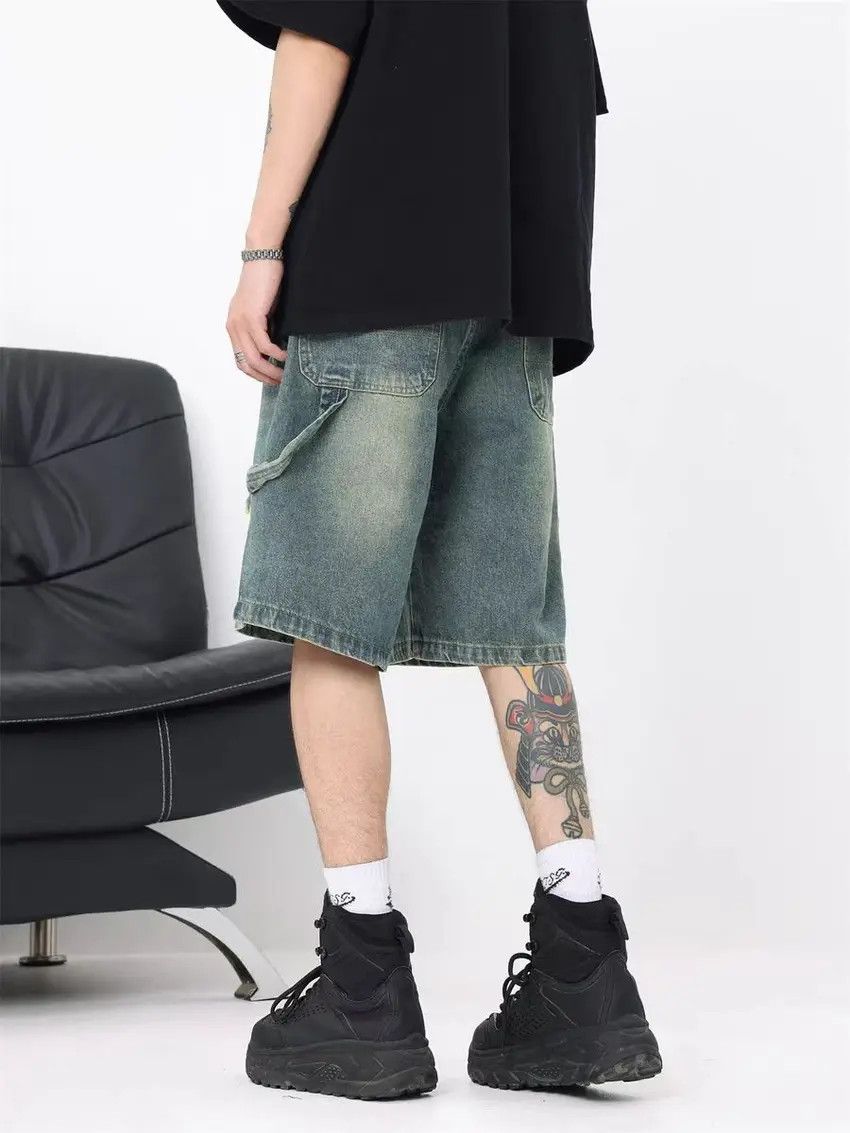 Designer × Japanese Brand Washed Blue Harajuku Style Hole Breaking Loose Denim Shorts Size US 33 - 5 Thumbnail