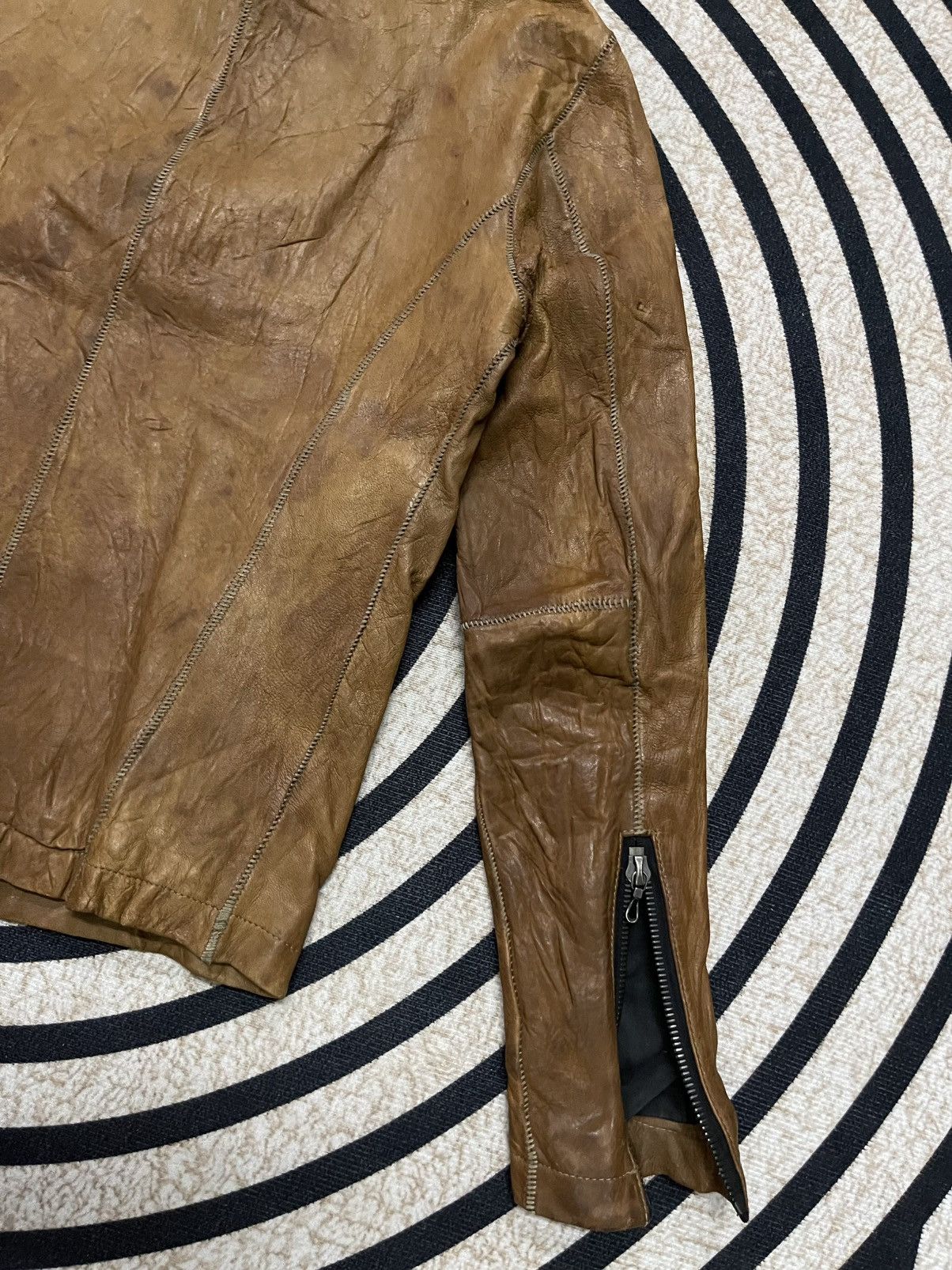 Shellac 2000s SHELLAC SHEEP SKIN BIKER LEATHER JACKET RARE Size US S / EU 44-46 / 1 - 14 Thumbnail