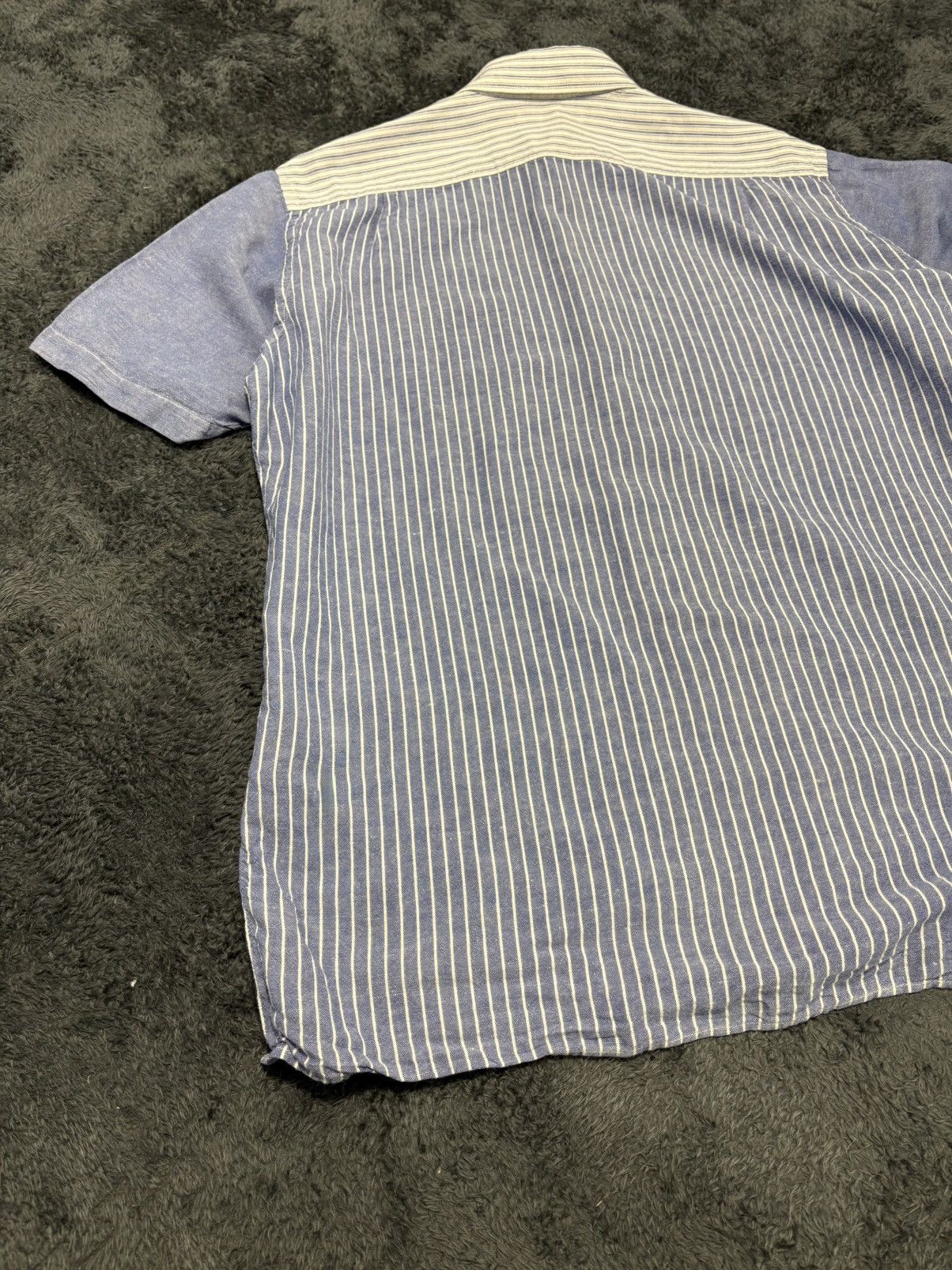 JW Anderson × Uniqlo JW Anderson Uniqlo Linen Striped Patchwork Shirt Size US XL / EU 56 / 4 - 8 Thumbnail