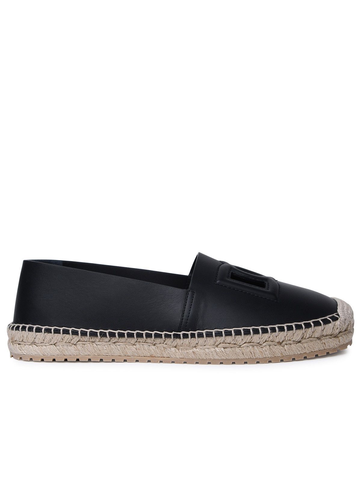 image of Dolce Gabbana Black Leather Espadrilles Shoes, Men's (Size 7)