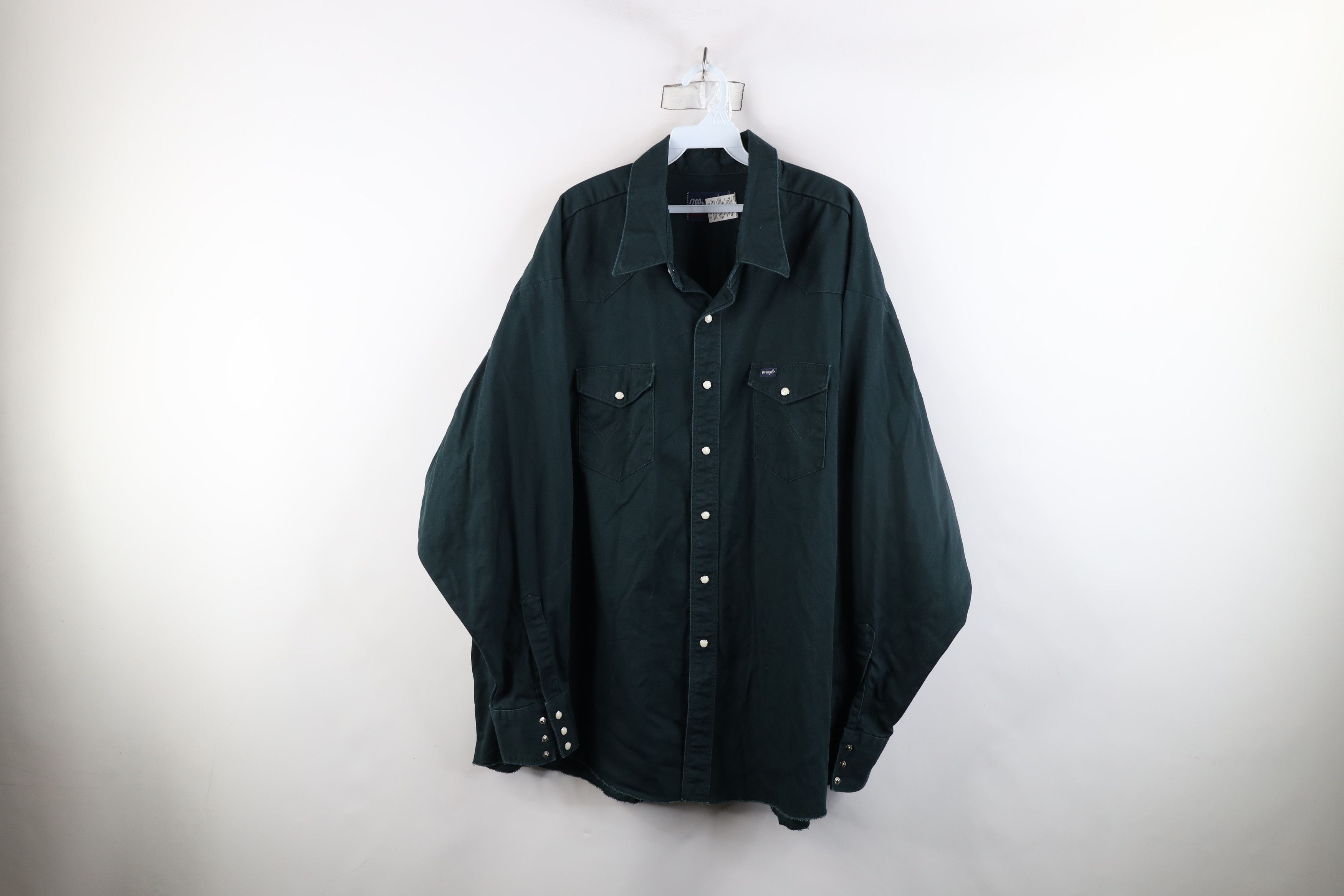 Vintage × Wrangler Vintage 90s Wrangler Heavyweight Button Shirt Dark Green Size US XXL / EU 58 / 5 - 1 Thumbnail