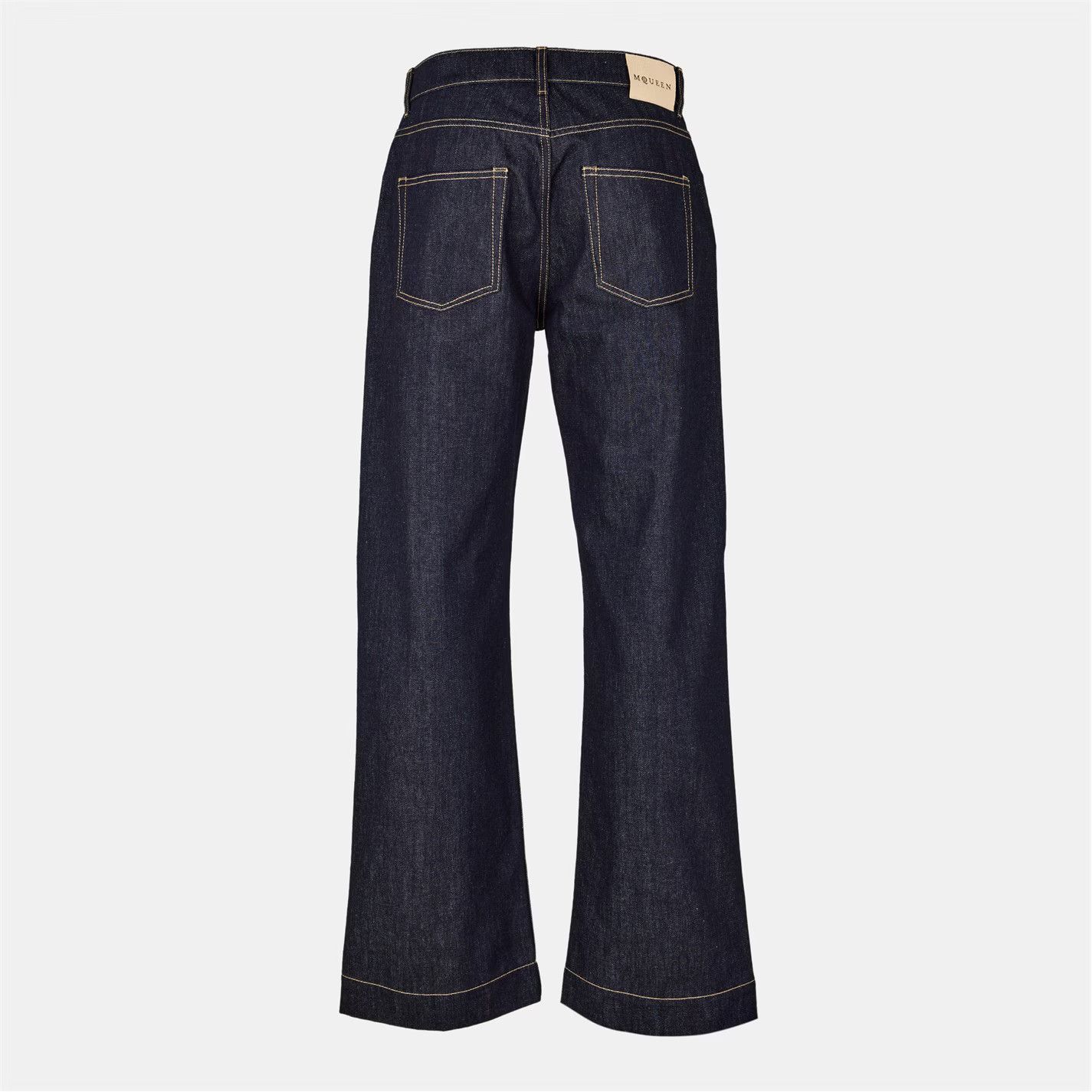 Alexander McQueen o1g2r1mq0326 Wide Leg Denim Jeans in Indigo Blue Size US 34 / EU 50 - 2 Thumbnail