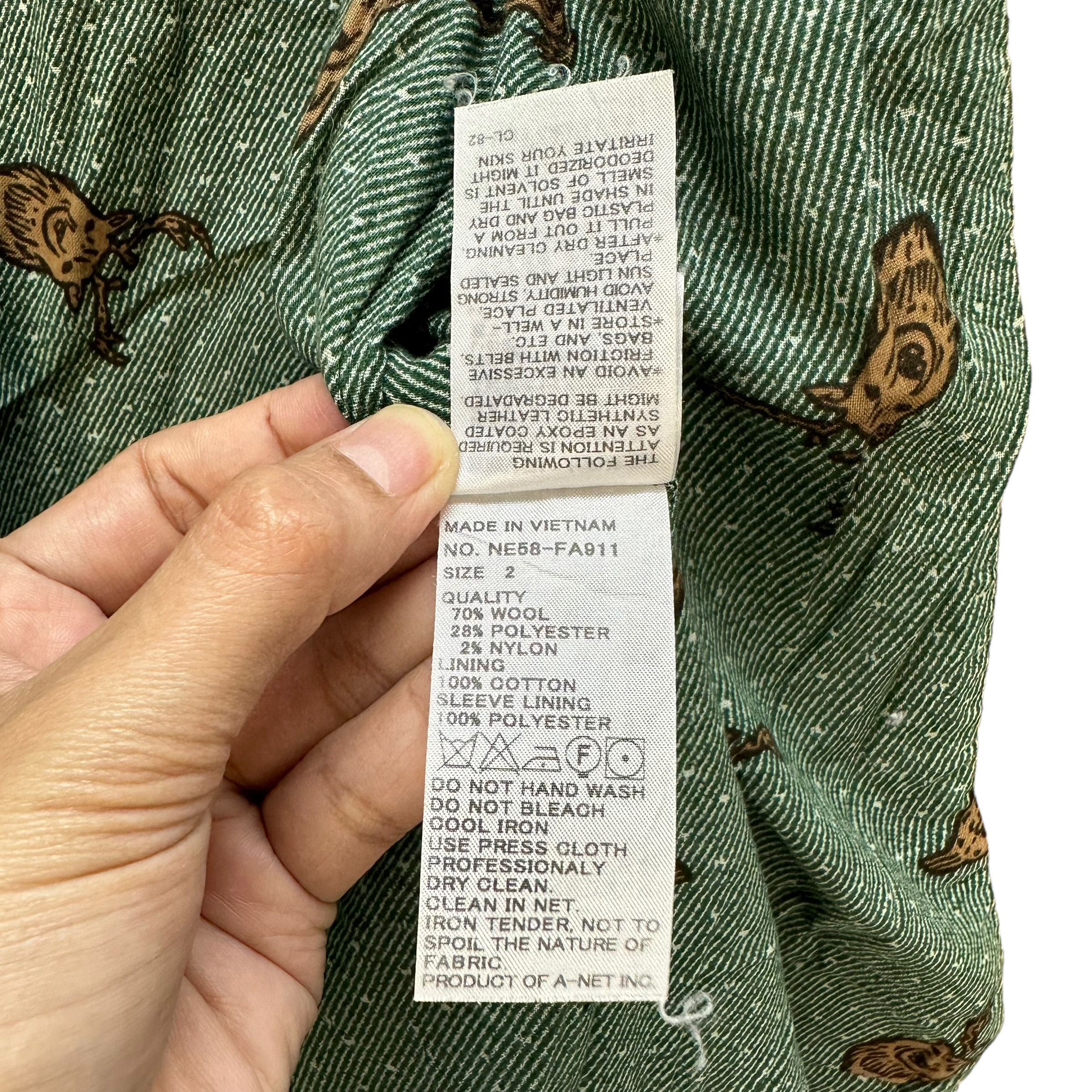 Ne-Net NE-NET ANIMAL GRAPHIC LINING WOOL DUFFLE COAT #9016-48 Size US S / EU 44-46 / 1 - 9 Thumbnail