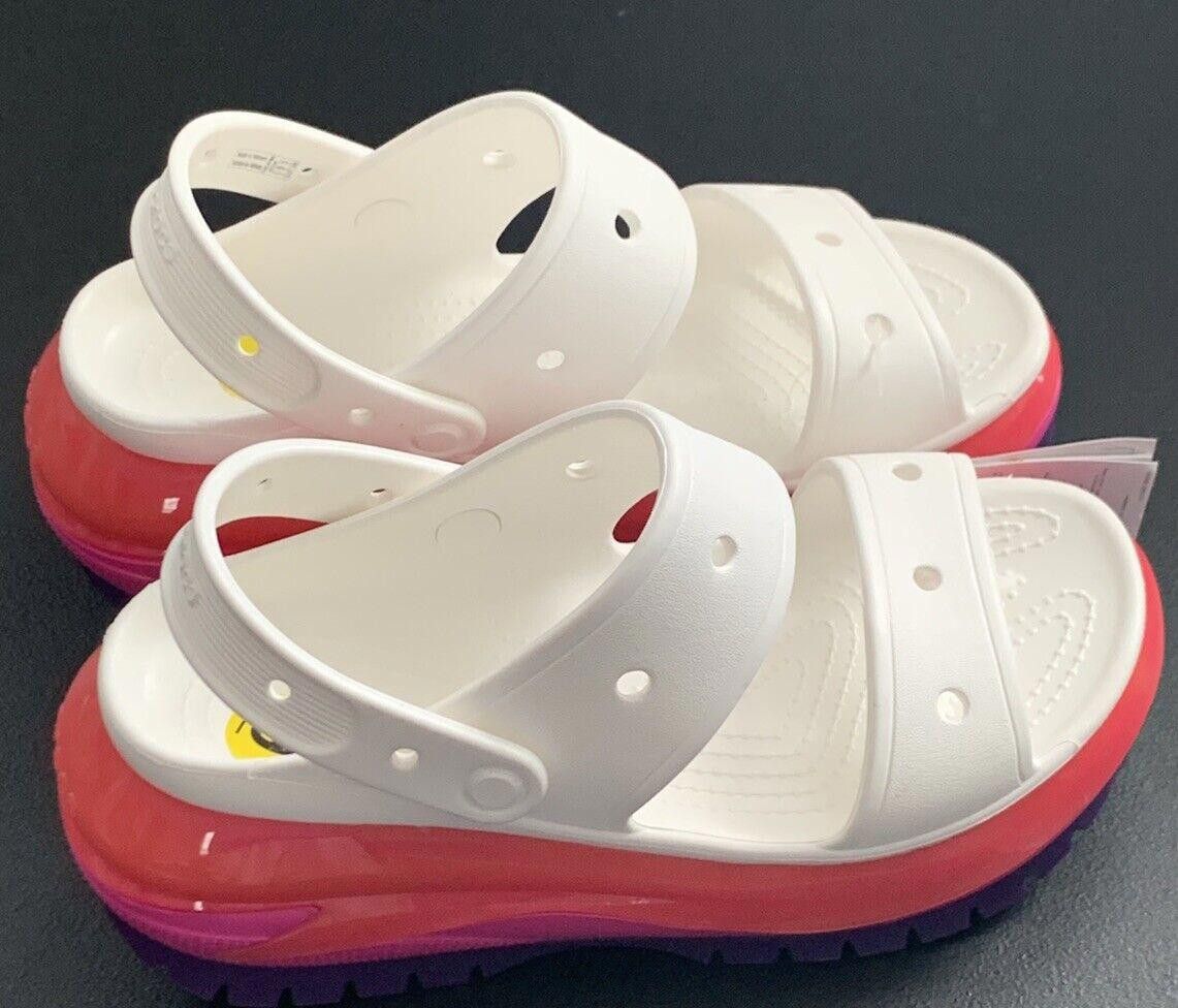 Crocs Crocs Mega Crush Unisex Sandal Platform White Pink Purple Size US 9 / IT 39 - 7 Thumbnail