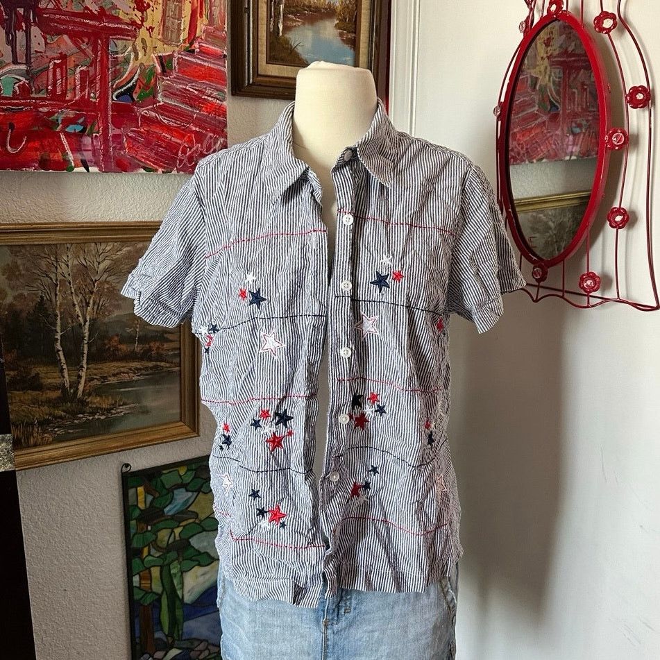 Other cascade blue pinstriped red blue white shirt Size L / US 10 / IT 46 - 1 Thumbnail