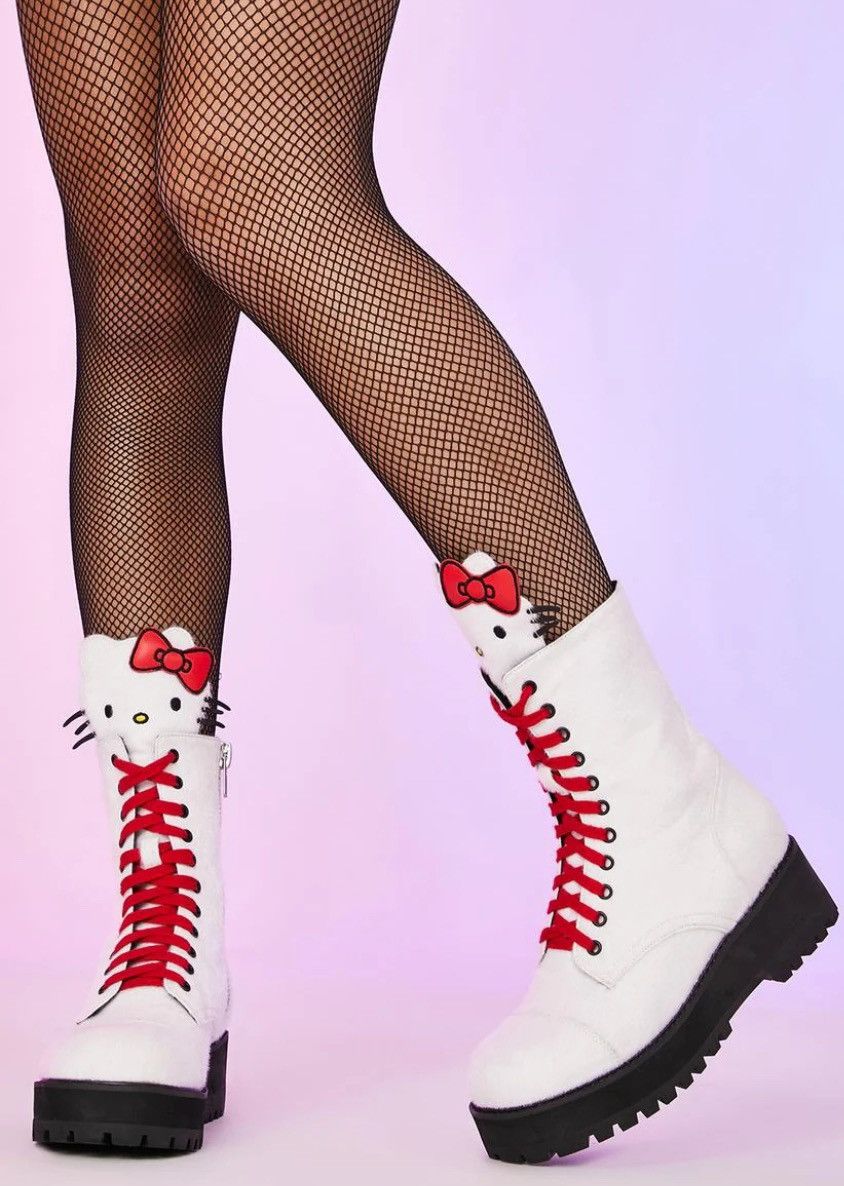 Dolls Kill Dolls Kill x Hello Kitty Fuzzy Kawaii Punk Boots