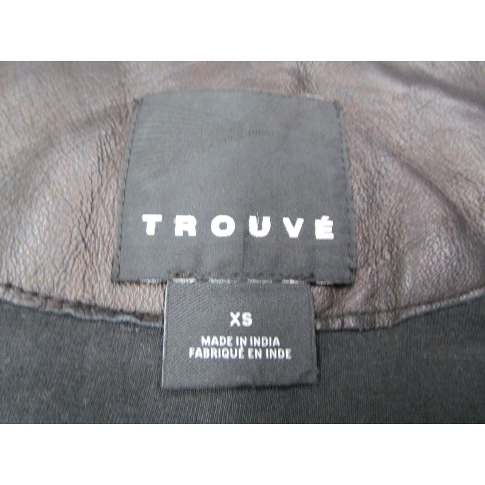 Vintage Trouve Jacket Women Extra Small Brown Leather Full Zip Bomber Sleeves Zip Size XS / US 0-2 / IT 36-38 - 3 Thumbnail