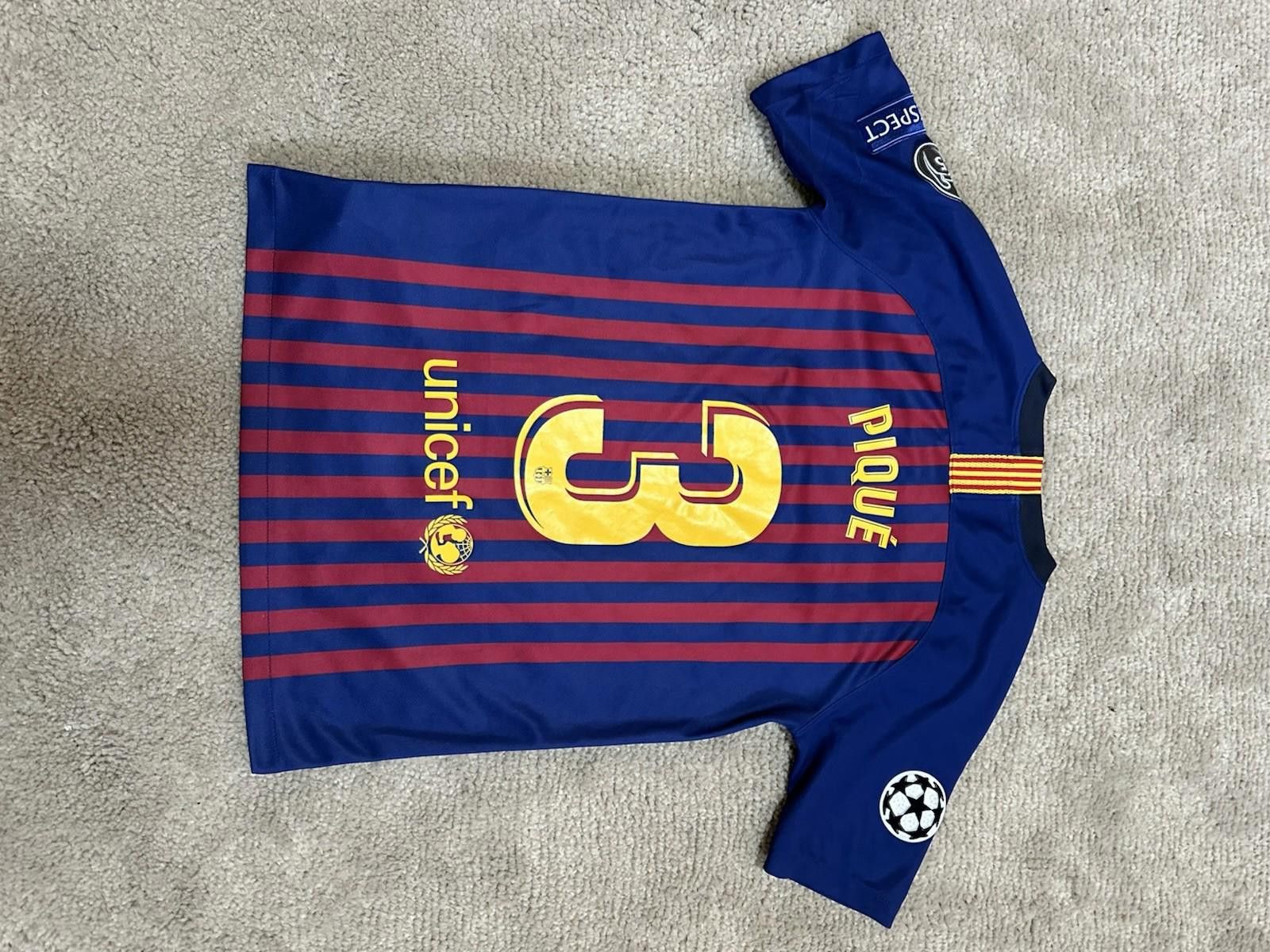 Nike #3 Pique Barcelona 2018/19 Home Football Shirt Soccer Jersey Size US XXS / EU 40 - 7 Thumbnail