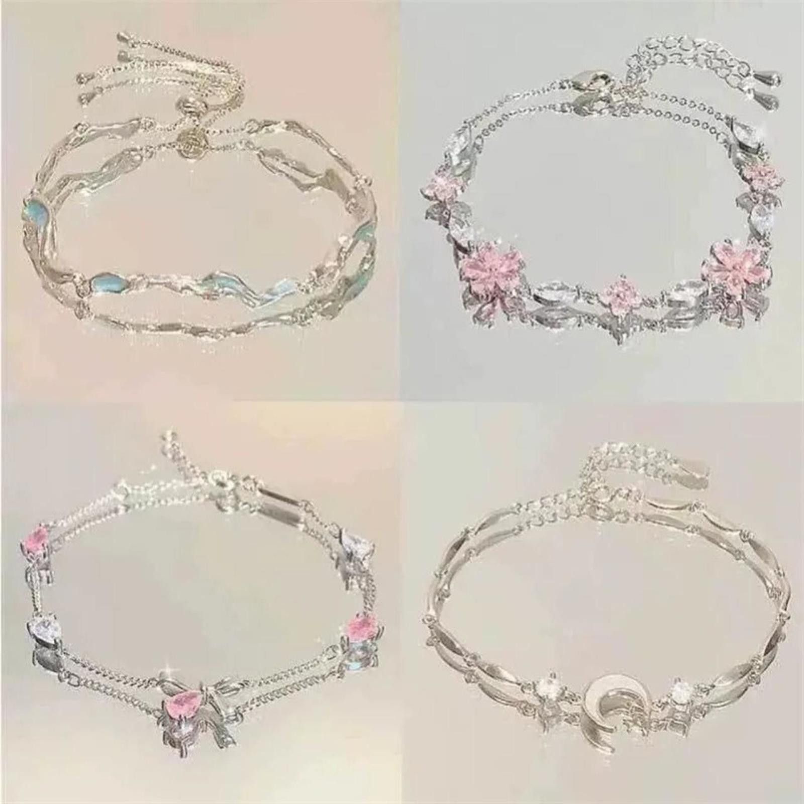 Designer Pink Floral Bracelet. Size ONE SIZE - 2 Thumbnail