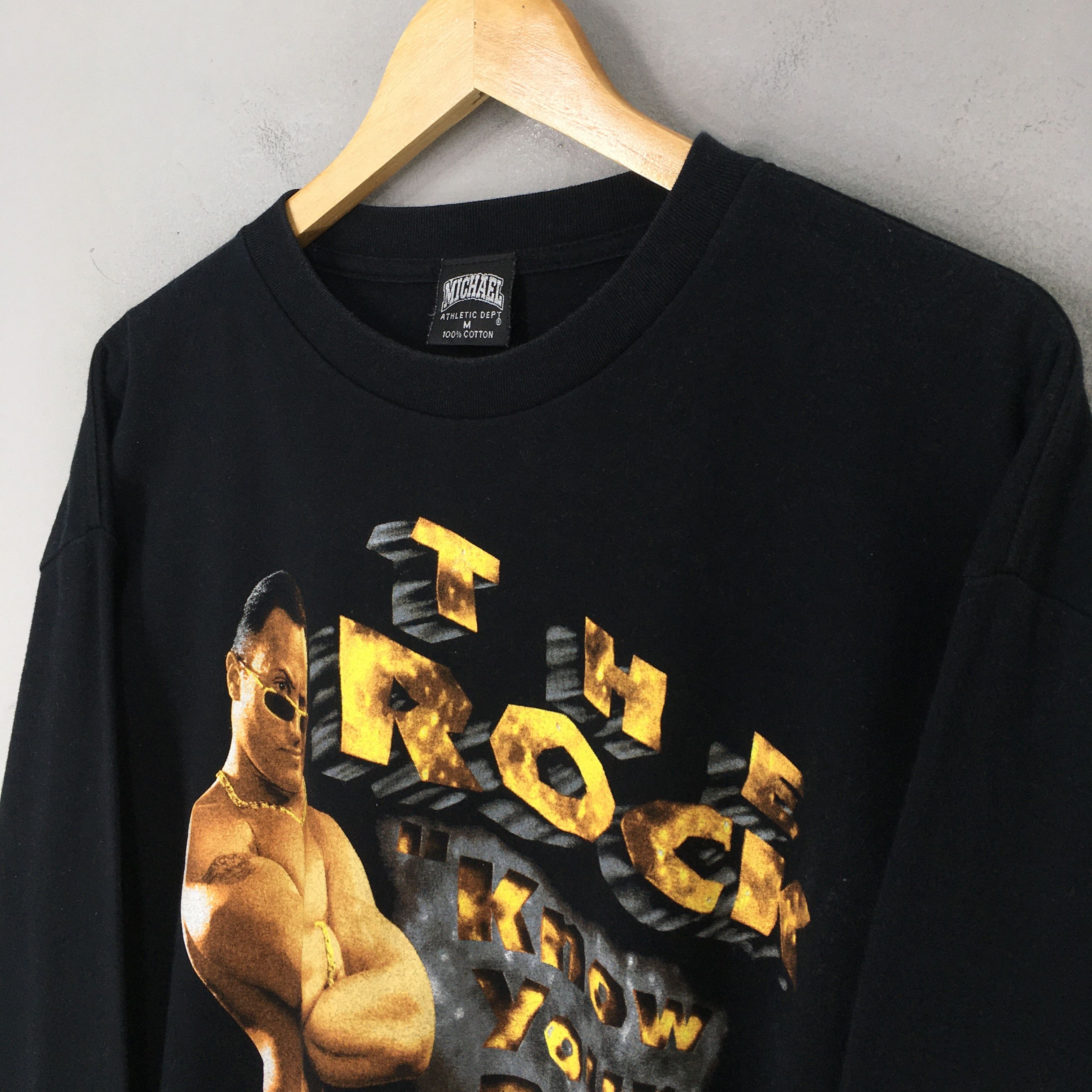 Vintage × WWE × WWF Vintage 90's WWE The Rock Dwayne Black T Shirt Medium Size US M / EU 48-50 / 2 - 5 Thumbnail
