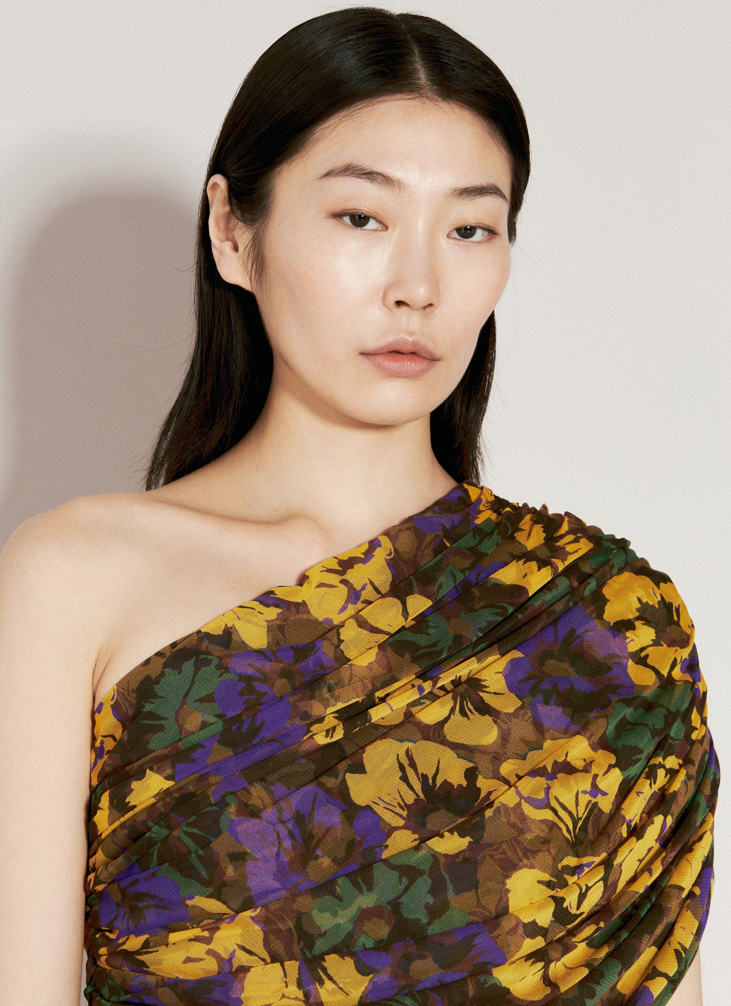 Saint Laurent Paris o1bcso1str1125 Ruched One Shoulder Dress in Multicolor Size XS / US 0-2 / IT 36-38 - 4 Thumbnail