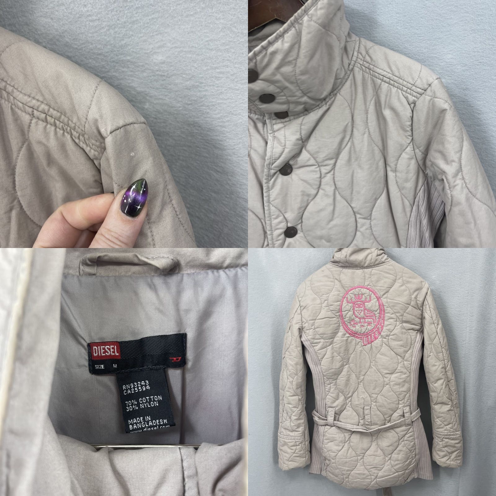 Diesel VINTAGE Diesel Jacket Women M Puffer Quilted Snap Front Embroidered Quiet Luxury Size M / US 6-8 / IT 42-44 - 8 Thumbnail