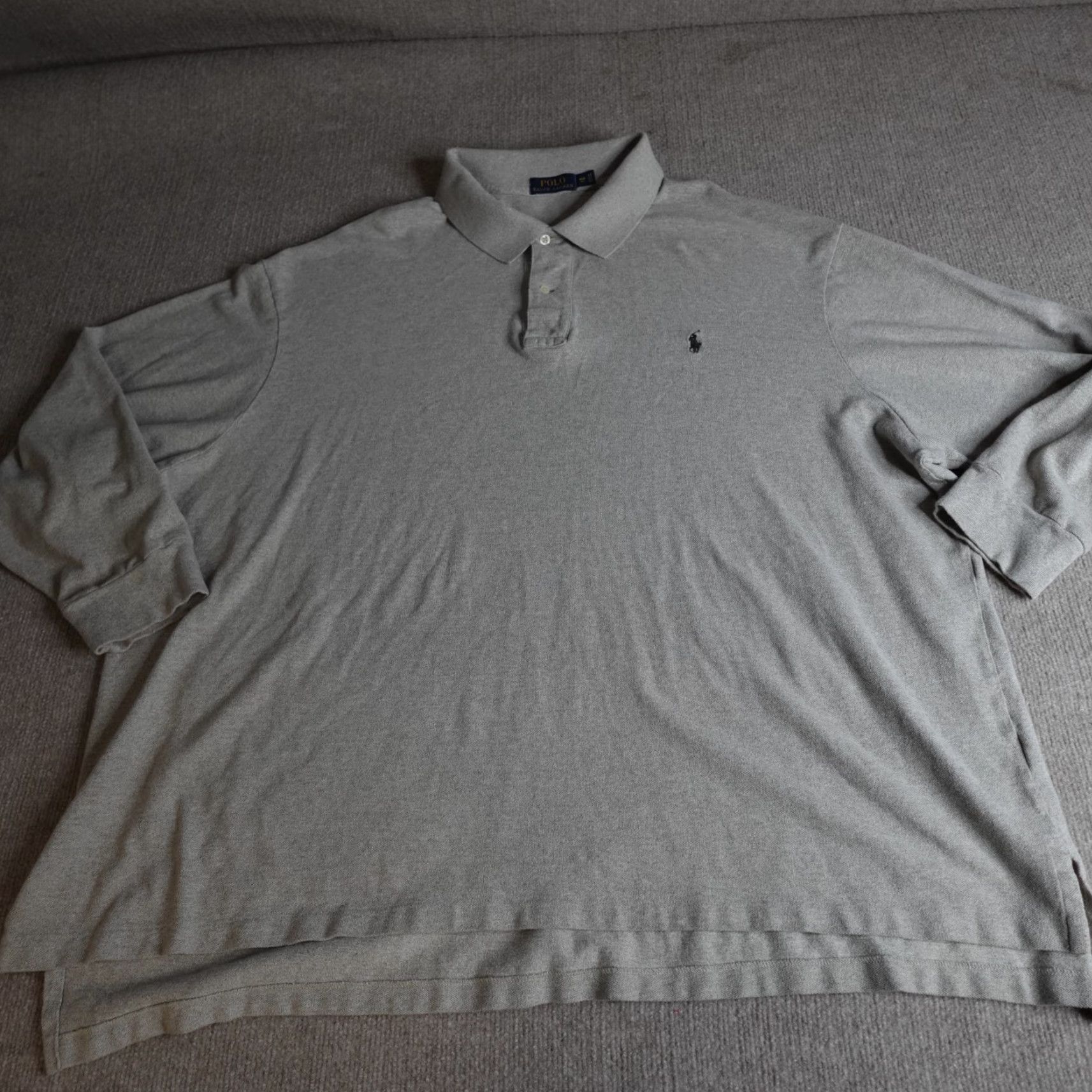 Polo Ralph Lauren Polo Ralph Lauren Polo Shirt Big 4X Beige Heather Solid Long Sleeve Polo Shirt Men Size 4XB Casual USA Logo Button Collar Spread Knit Cotton Size US XXL / EU 58 / 5 - 2 Thumbnail