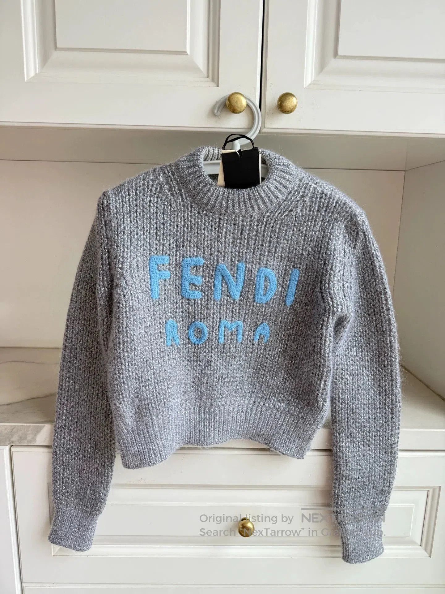 brand new fendi gray logo sweater.